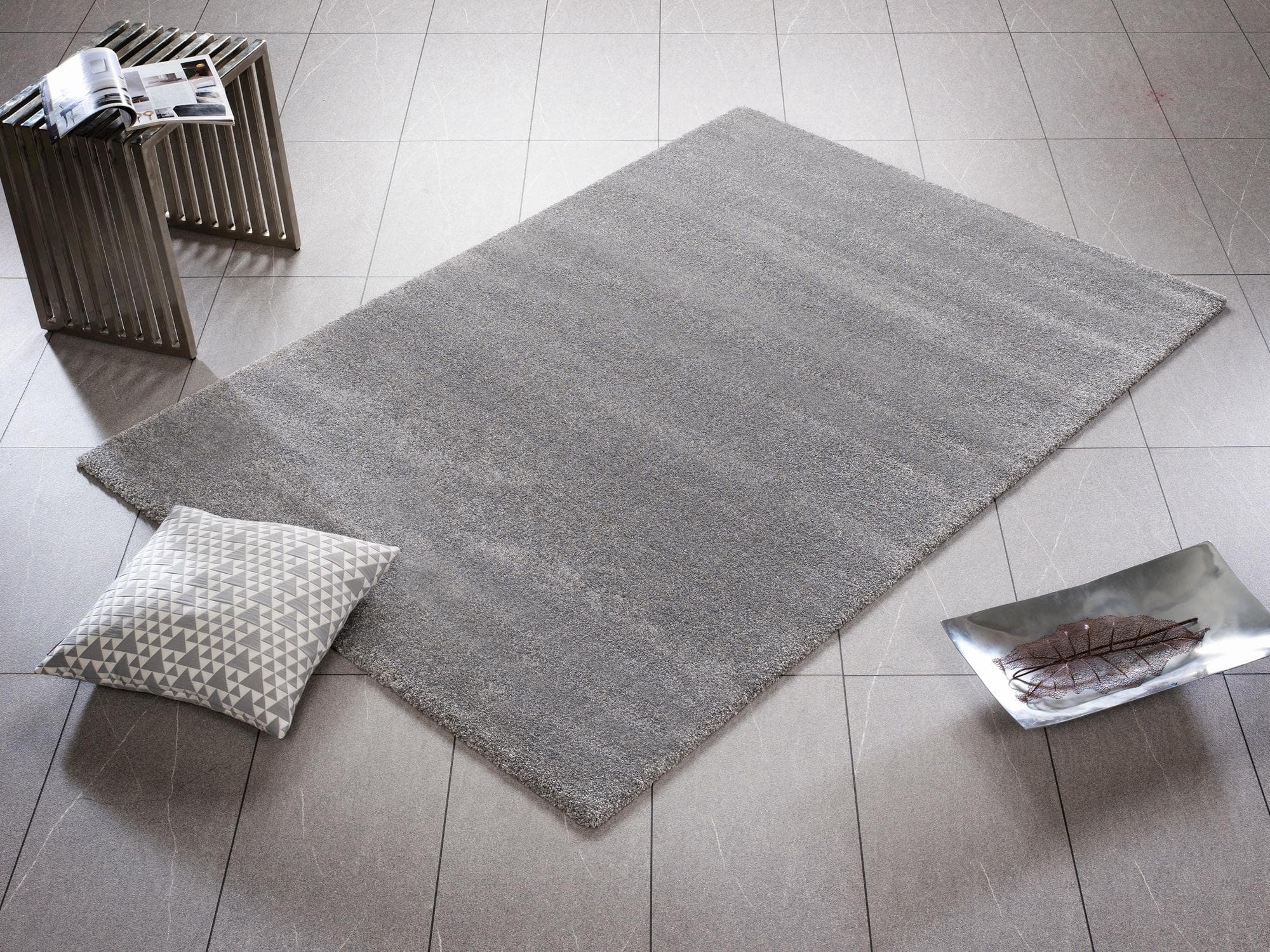Teppich Bellevue OCI Grau Hochflor Shaggy 65x130cm Polypropylen