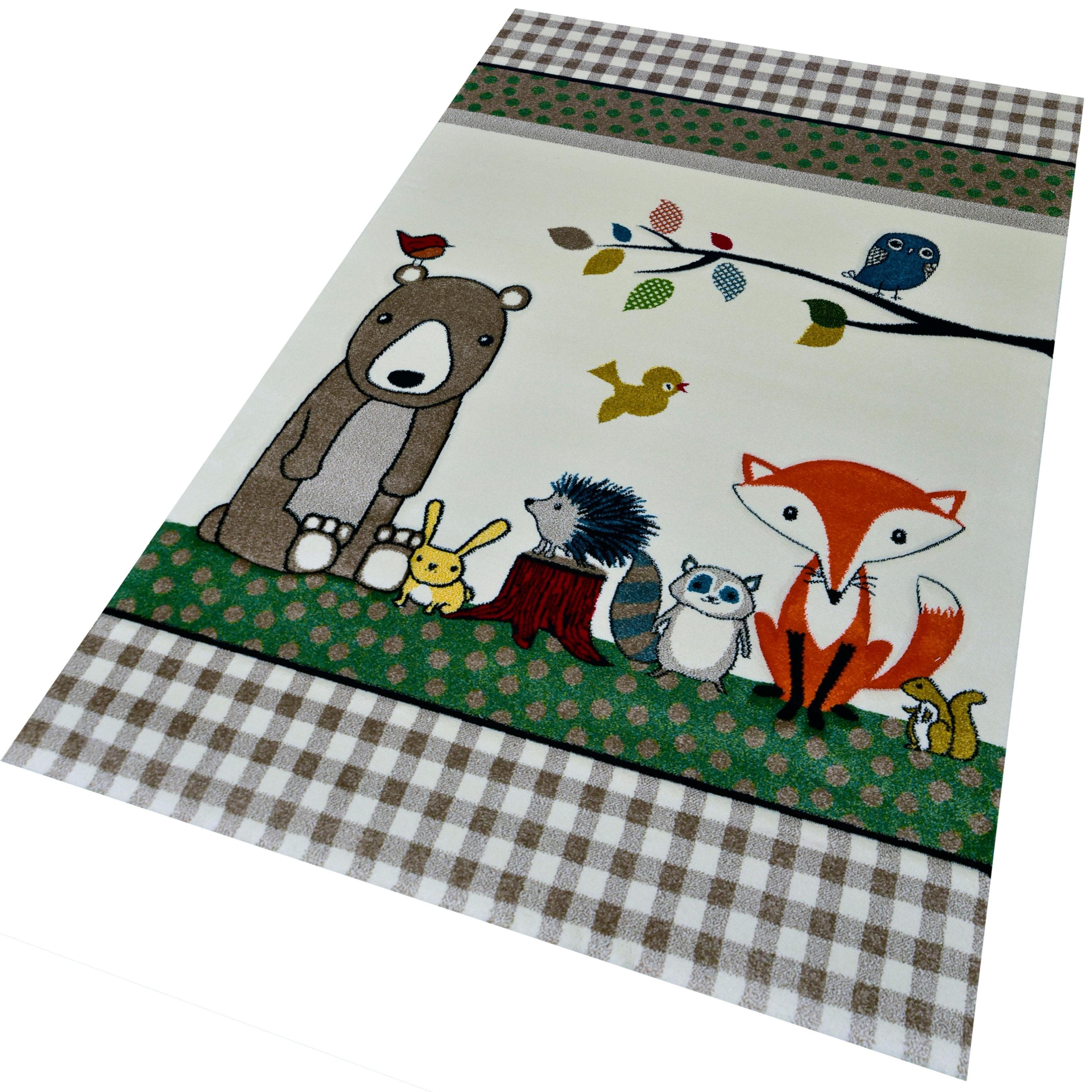 Kinderteppich mit Tiermotiven und Hoch-Tief-Effekt