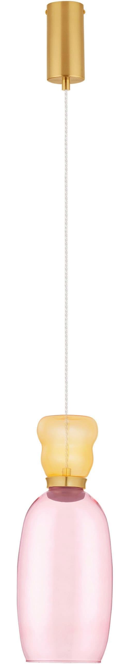 NOVA LUCE Pendelleuchte PLUMA Pink Gelb Goldfarben