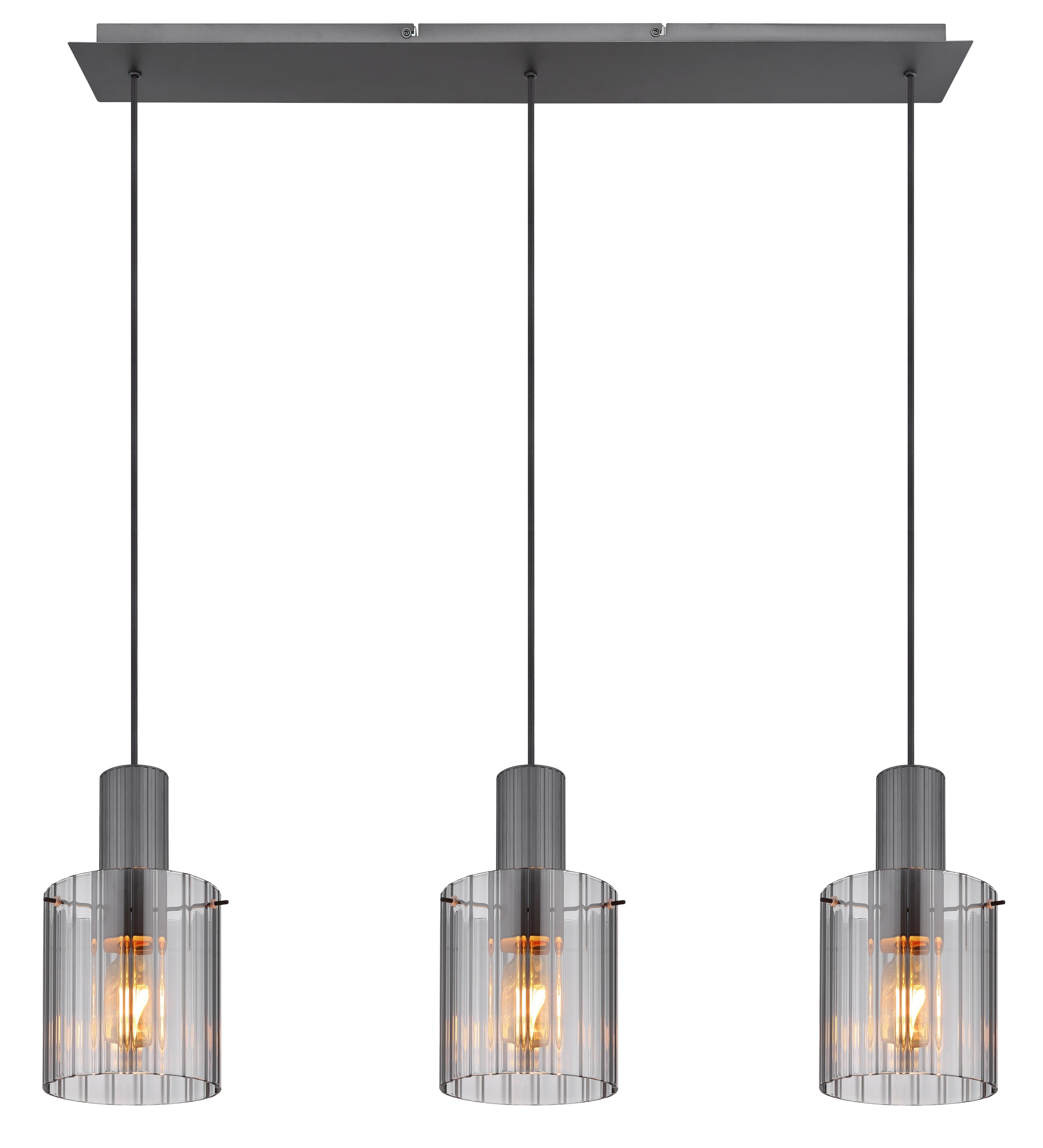 GLOBO LIGHTING Hängeleuchte TULIVAR Grau Dunkel 3x E27 Glas Metall