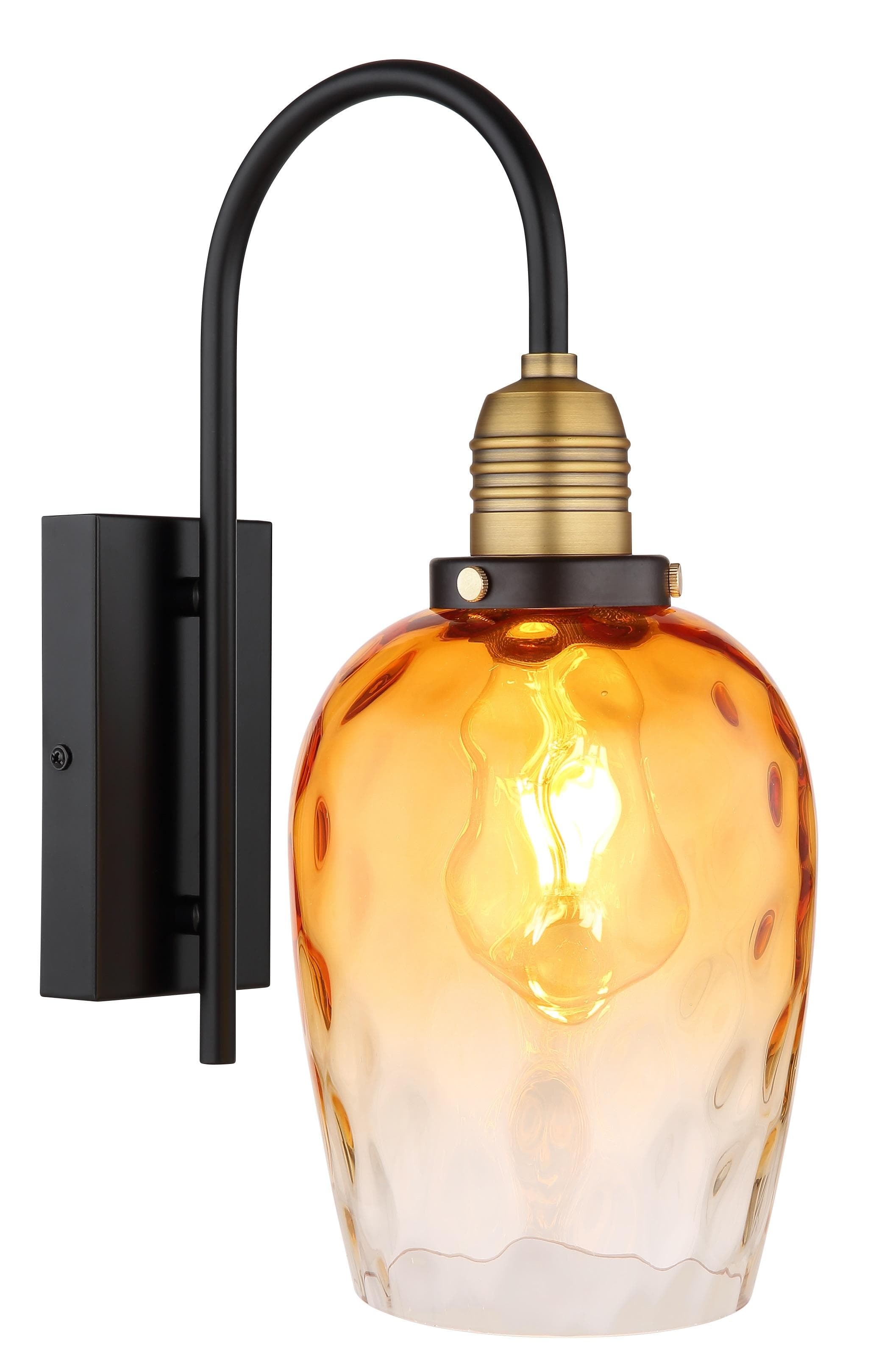 GLOBO LIGHTING Wandleuchte SALVY Schwarz Glas Amber