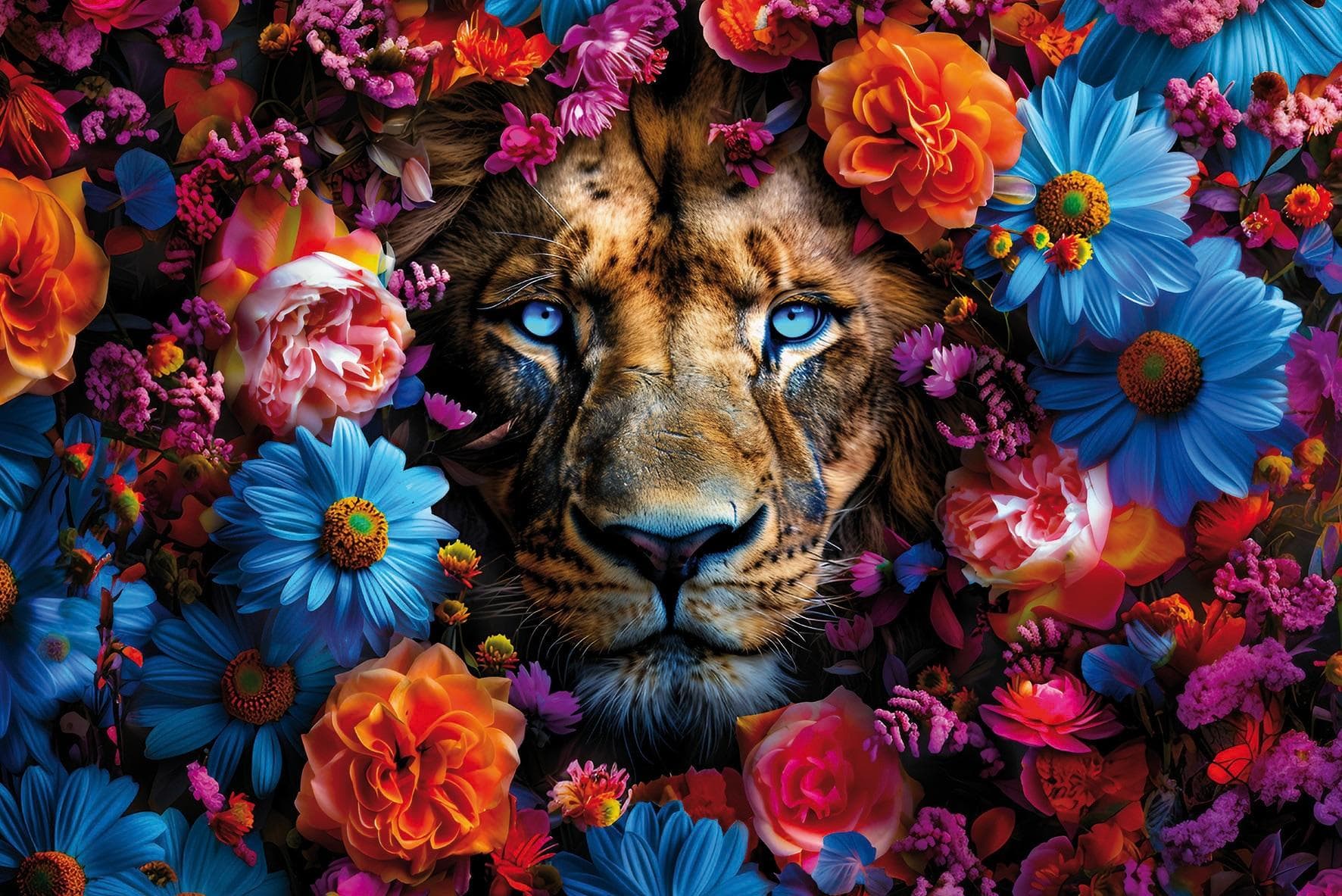 Leinwandbild BÖNNINGHOFF Blumen und Löwen