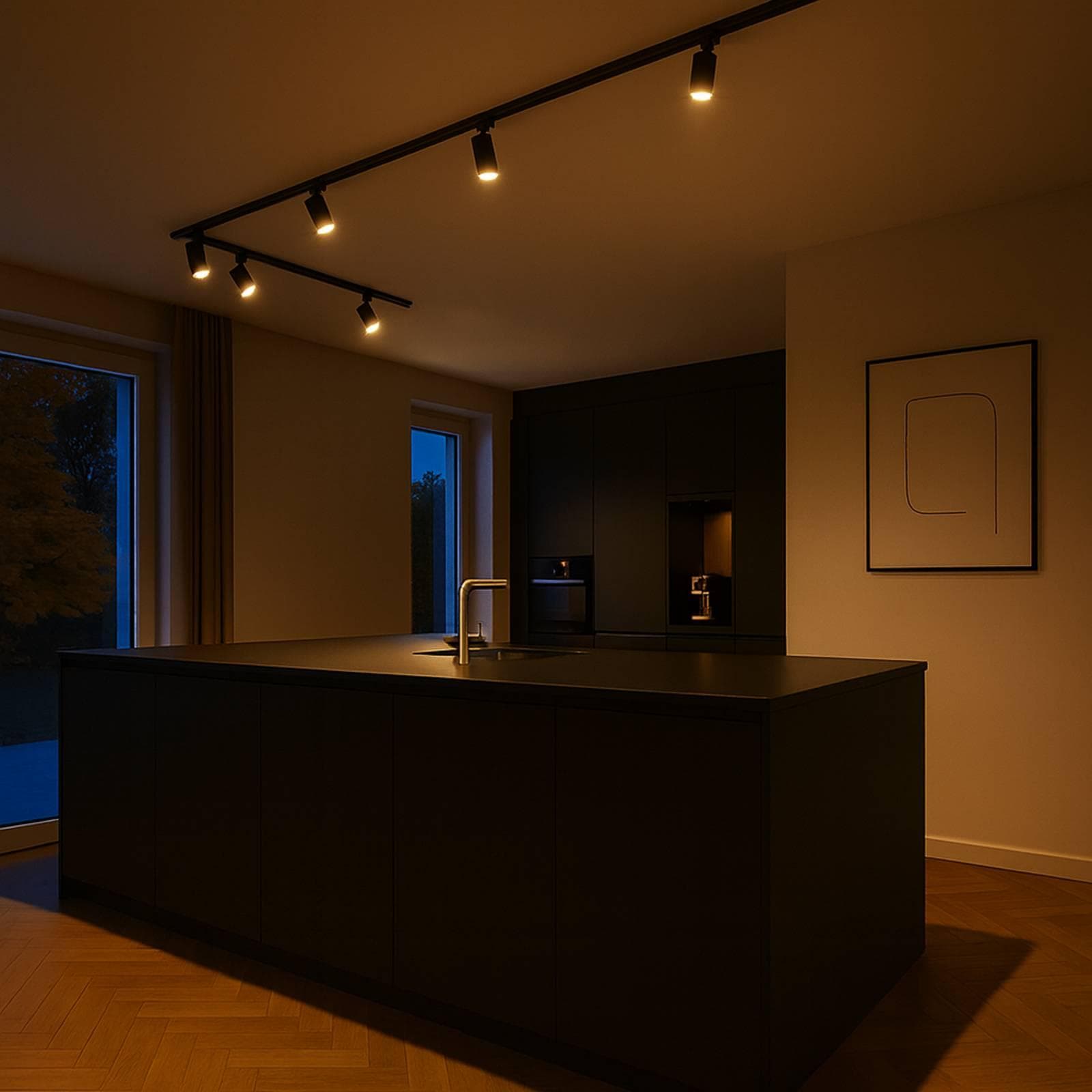 Calex Schienenset 6 GU10-Spots Schwarz Metall