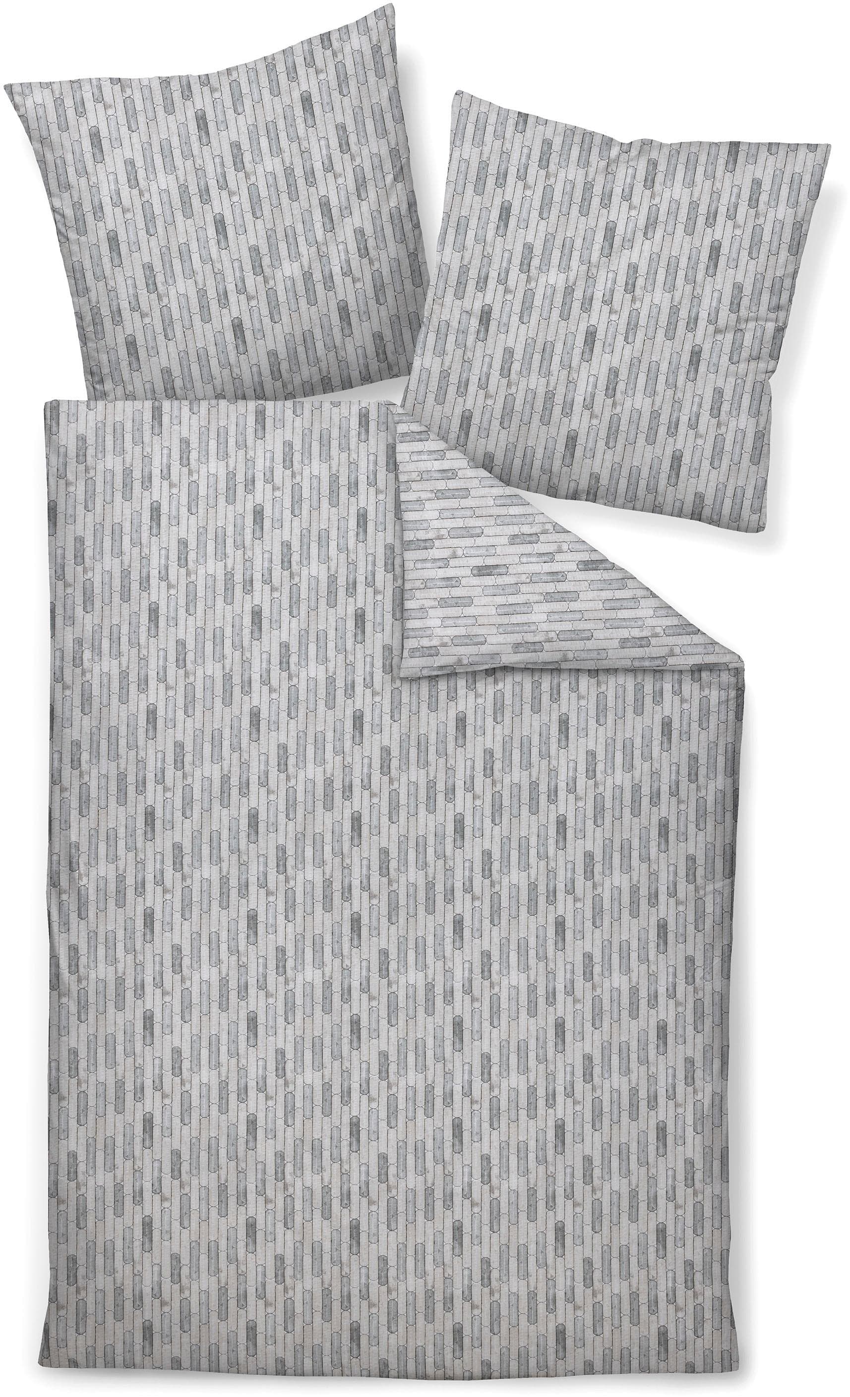 Bettwäsche JANINE TANGO Greige 100% Baumwolle Mako-Soft-Seersucker