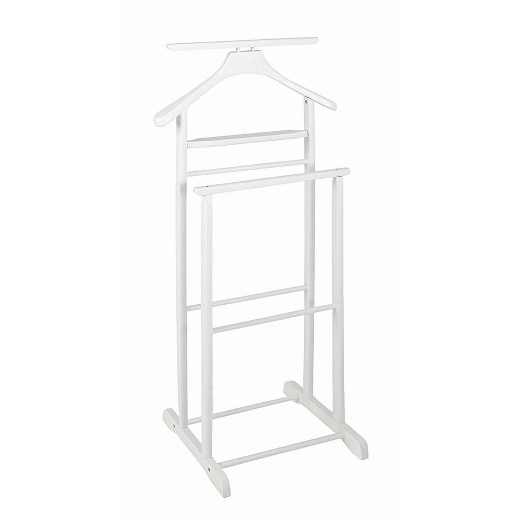 Herrendiener aus naturfarbenem Massivholz in Weiß