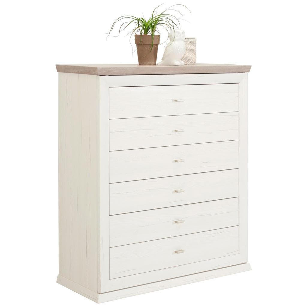 Hom`in Kommode Grau Weiß Metall 6 Schubladen