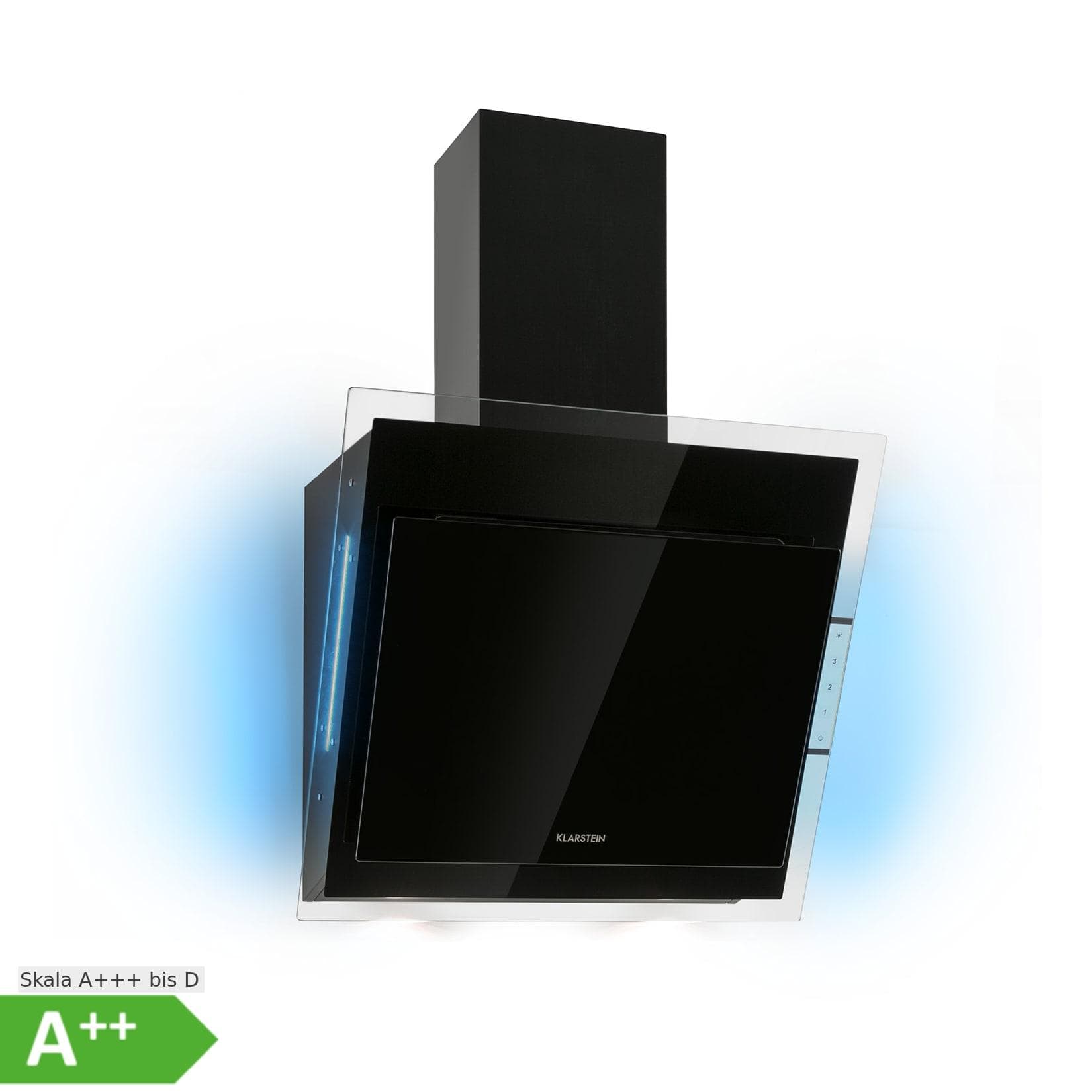 Klarstein Mirage 60 Dunstabzugshaube 550m³/h Touch-Panel RGB-Ambiente-Licht Glas Schwarz