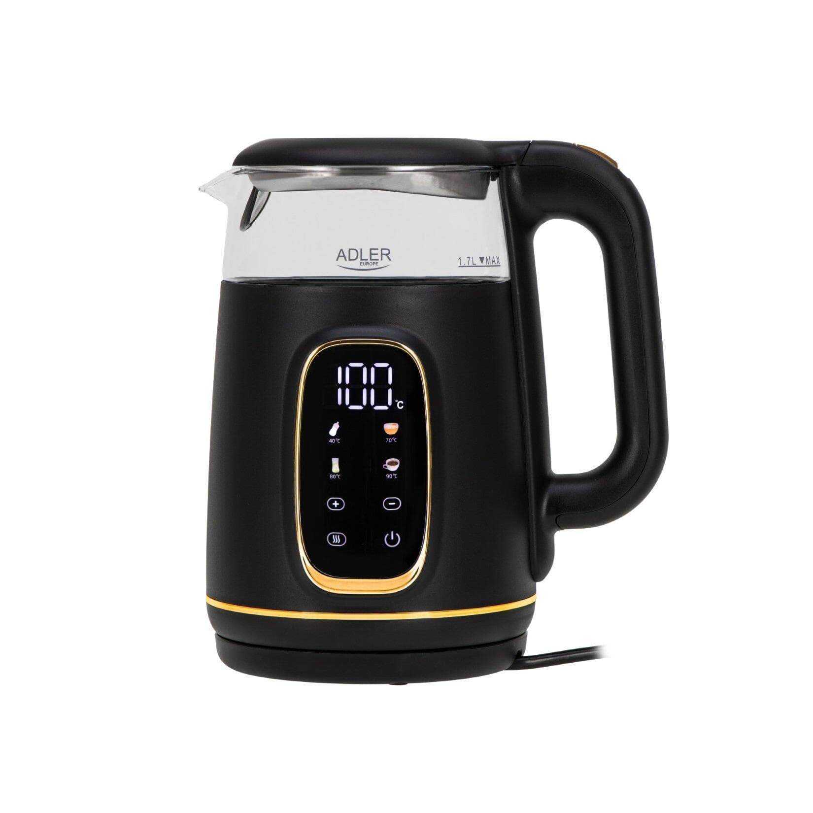 Adler AD 1305 BG Wasserkocher 2200 W 5 Temperaturstufen 360° Sockel