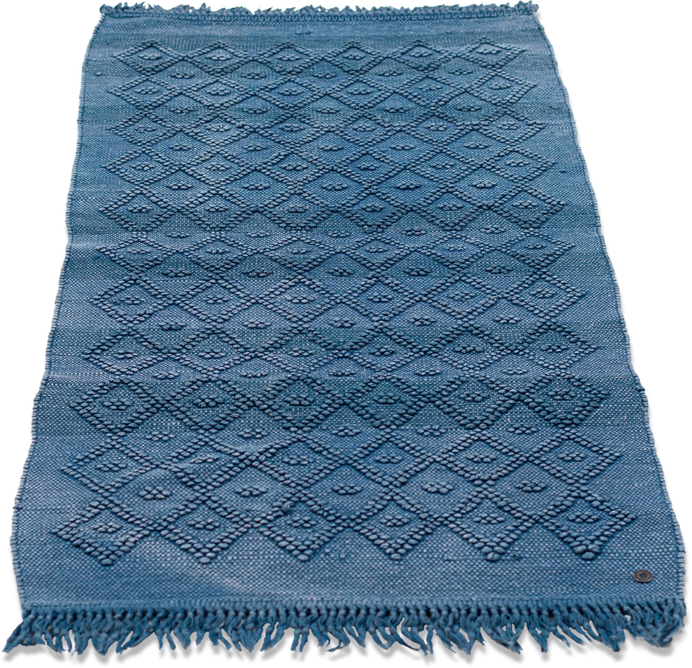 Badematte TOM TAILOR HOME Vintage Wash Blau Rautenmuster