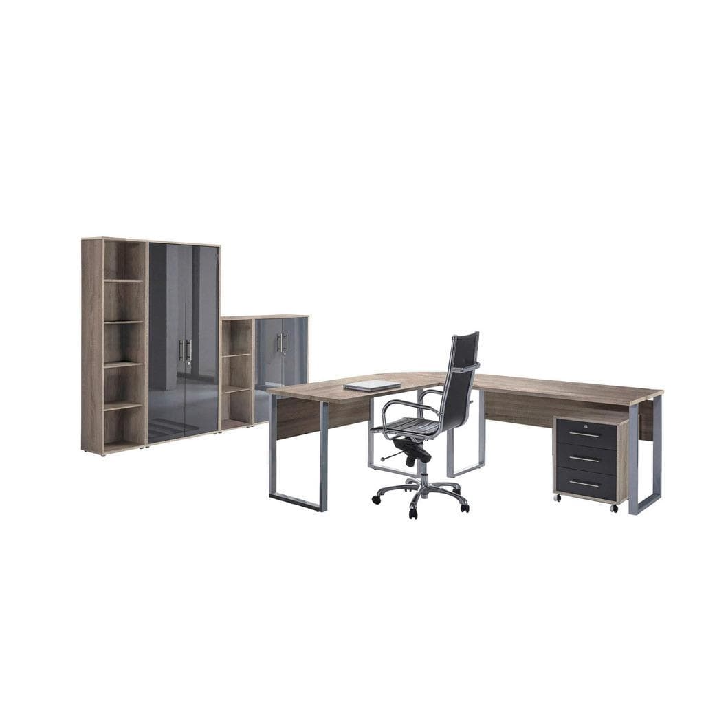 Mid.you Büro Set 4 Sonoma Eiche Anthrazit Hochglanz Holzwerkstoff