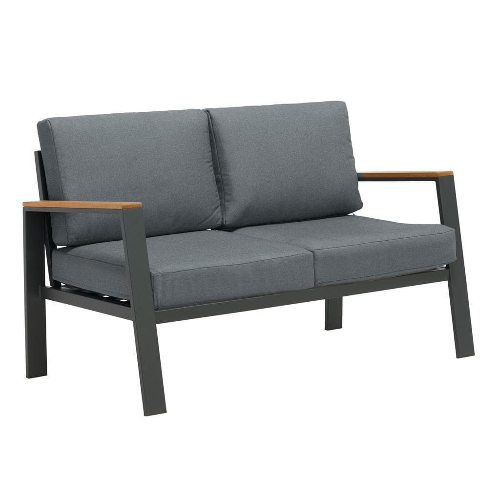 Ambia Garden Loungesofa Anthrazit Grau Eukalyptusholz 2-Sitzer