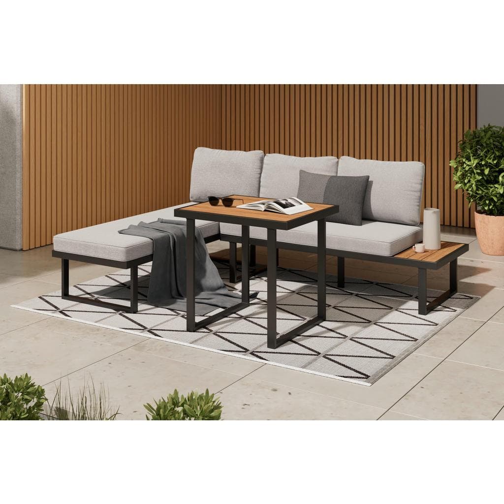 Ambia Garden Dining-Loungeset Grau Akazienholz