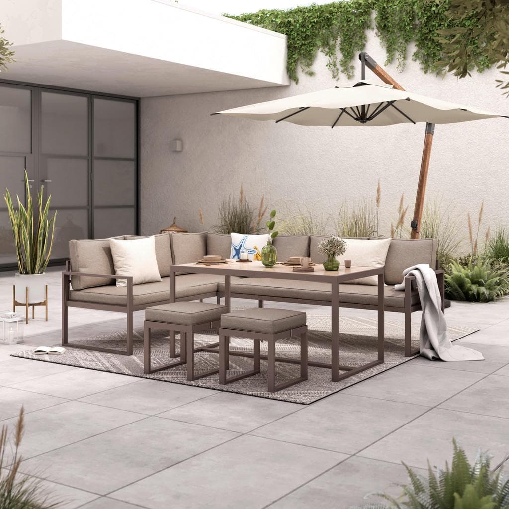 Ambia Garden Dining-Loungeset Braun Metall Kunststoff