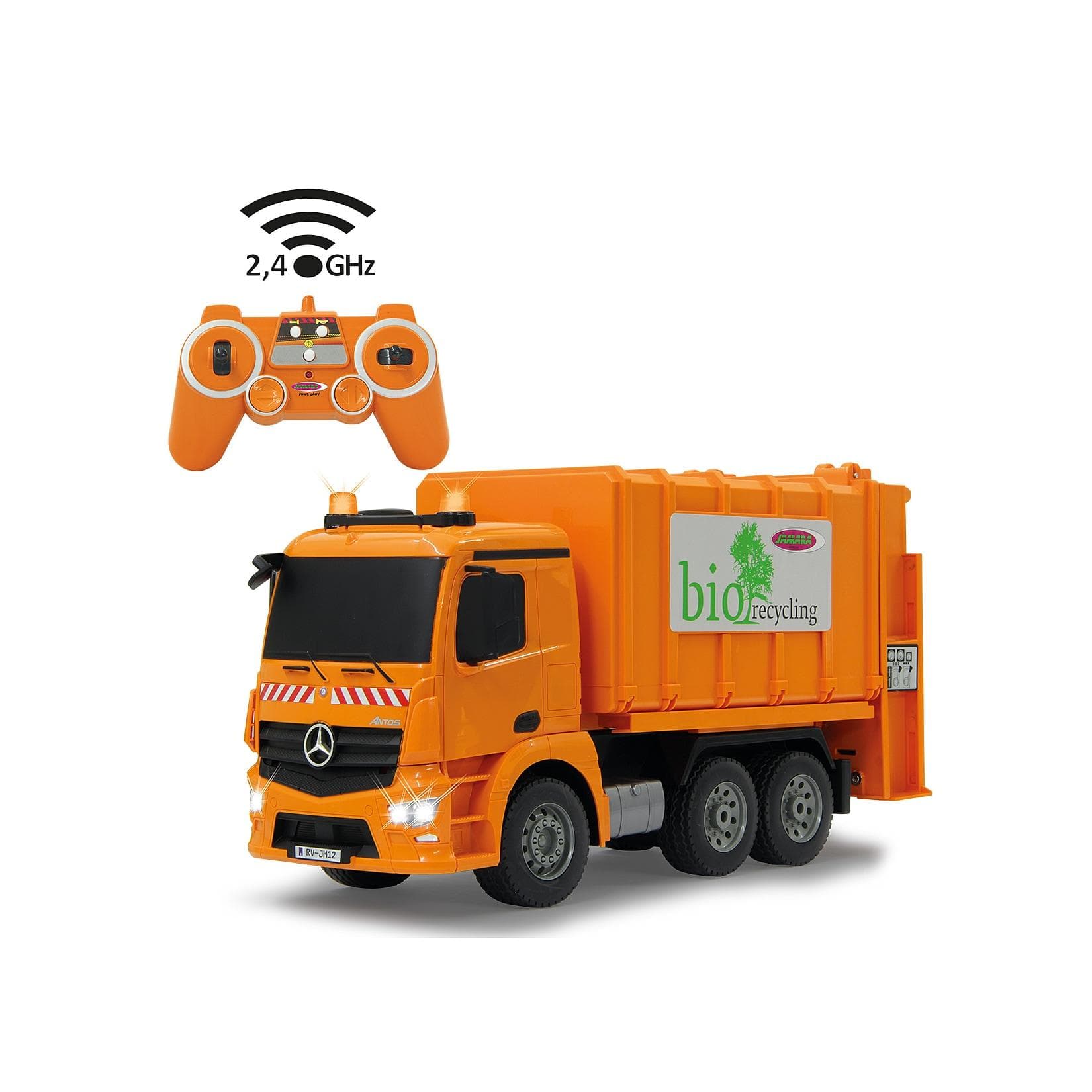 JAMARA RC-Truck Müllwagen Mercedes Antos Orange mit LED und Sound