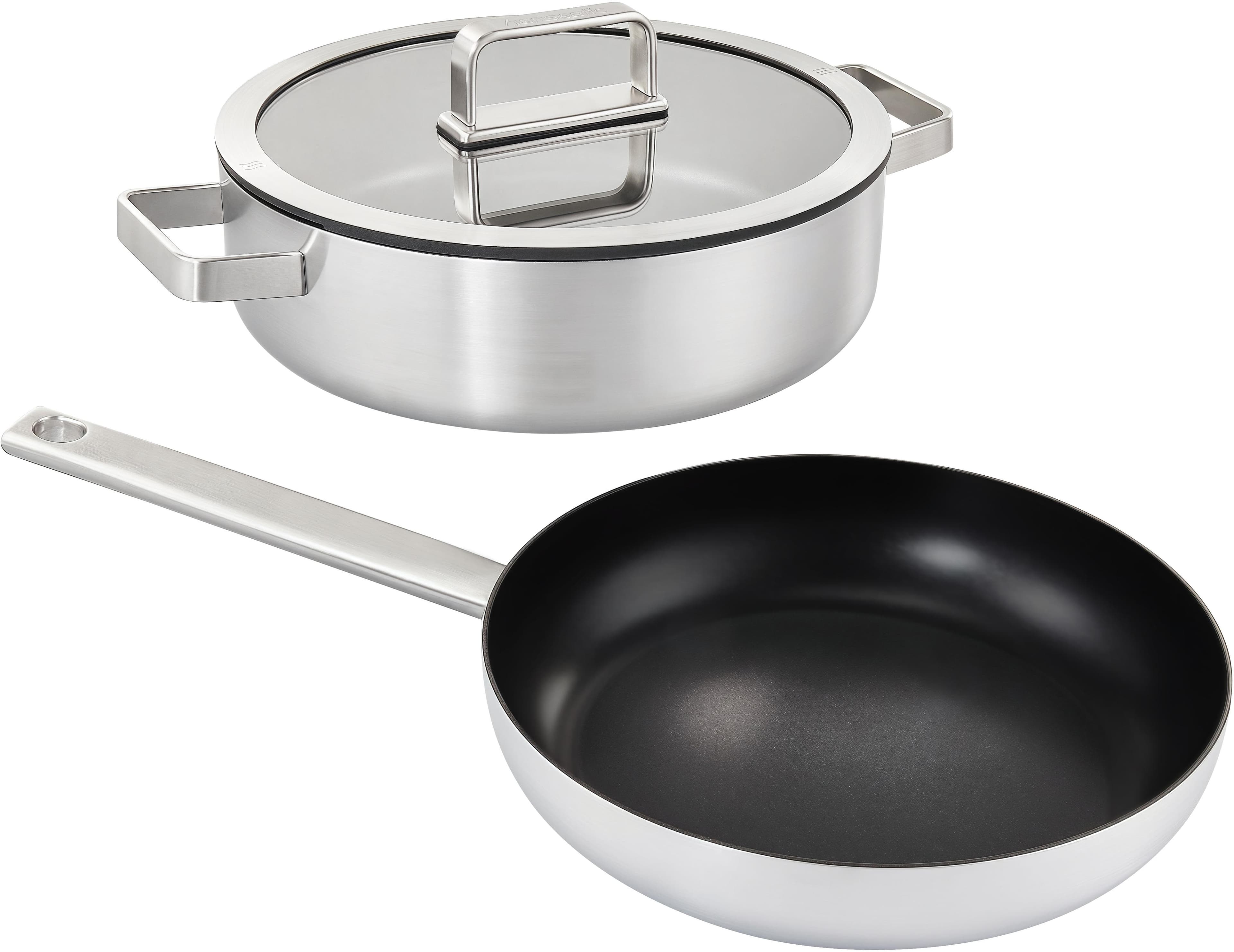 HANSEATIC Pfannen-Set PREMIUM 2-tlg. Edelstahl Antihaft Silber
