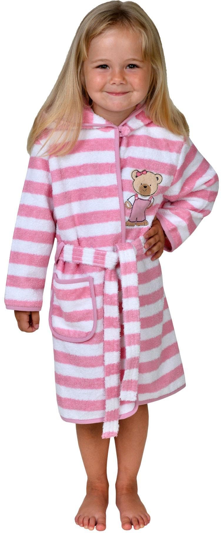 Kinderbademantel WÖRNER Teddy Ringel Rosa Baumwoll-Webfrottier