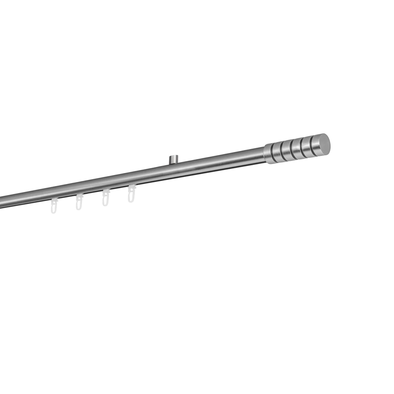 Ondeco Gardinenstange auf Maß Innenlauf 20mm Rille 1-lauf Deckenträger 1,5cm mit Gleiter Edelstahl-Optik
