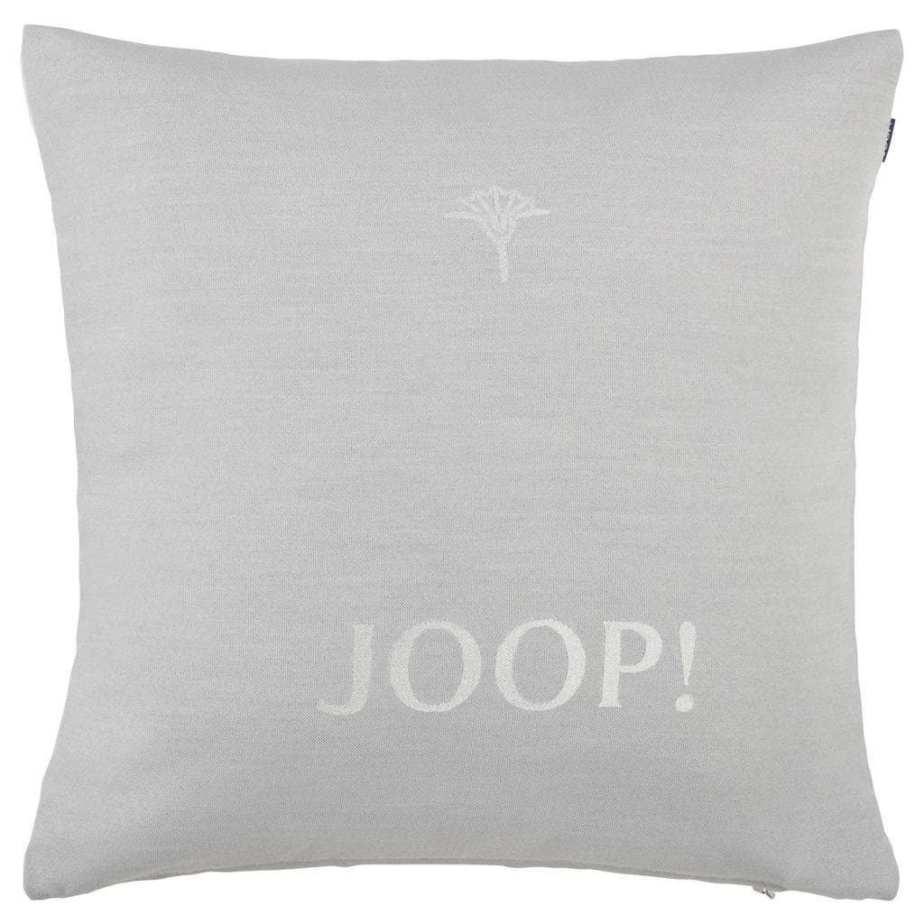 JOOP! Dekokissen Chains Silber - Kornblumen-Prägung & Logo