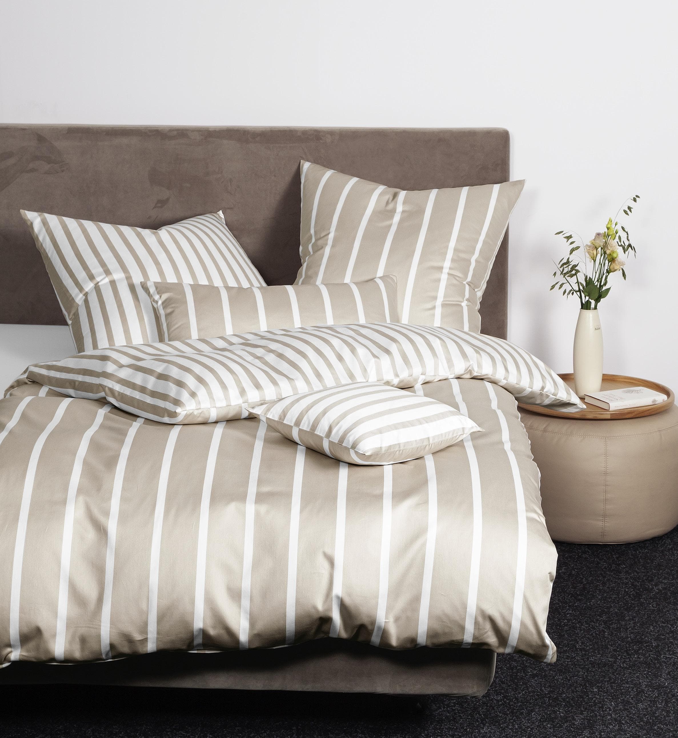 Wendebettwäsche Janine Interlock-Jersey 155x220 cm Beige