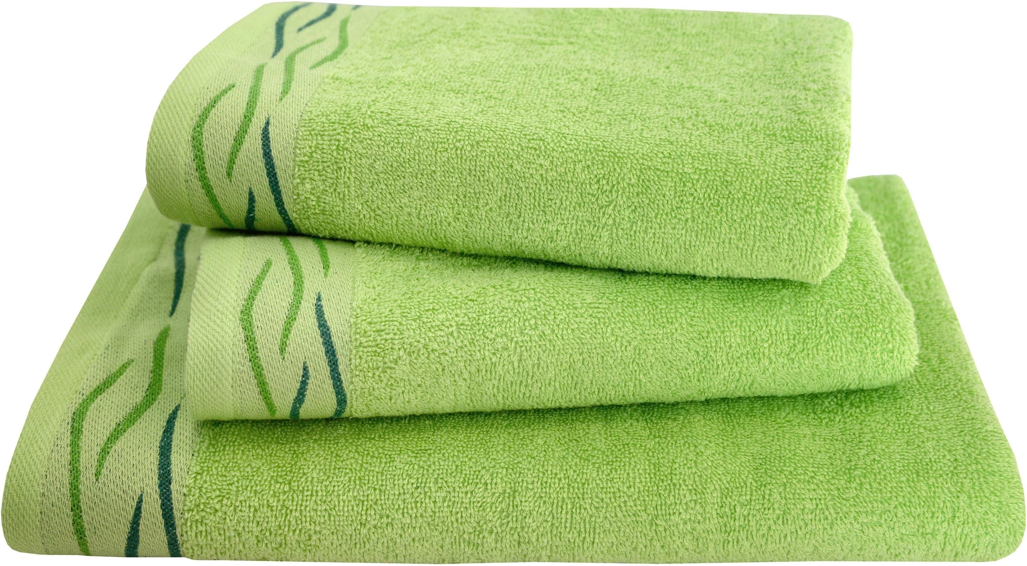 Handtuch Set aus Baumwolle mit Jacquard-Bordüre