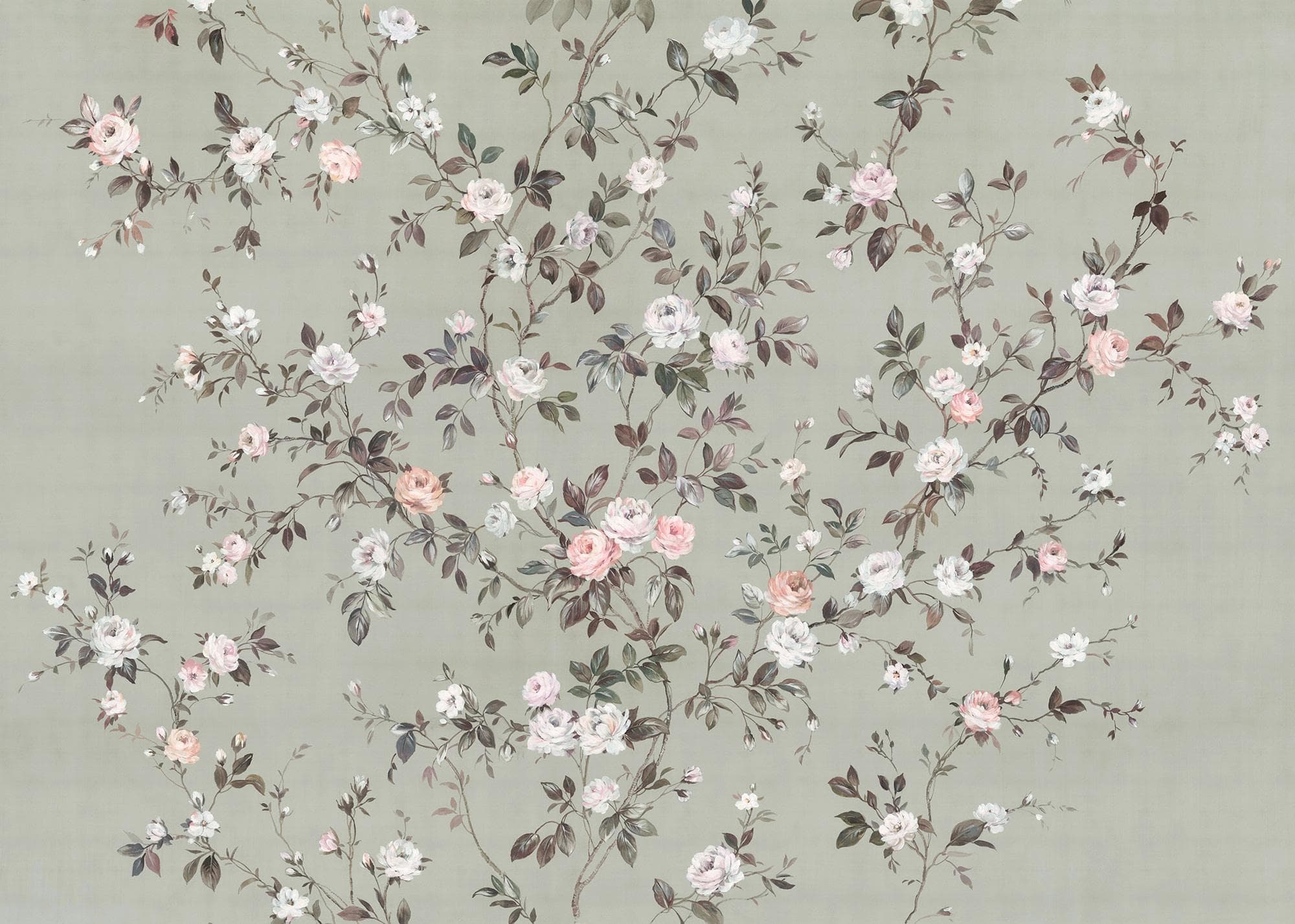 Vliestapete KOMAR Digitaldruck Vlies Rosellia Rosa Weiß Grau 350x250cm