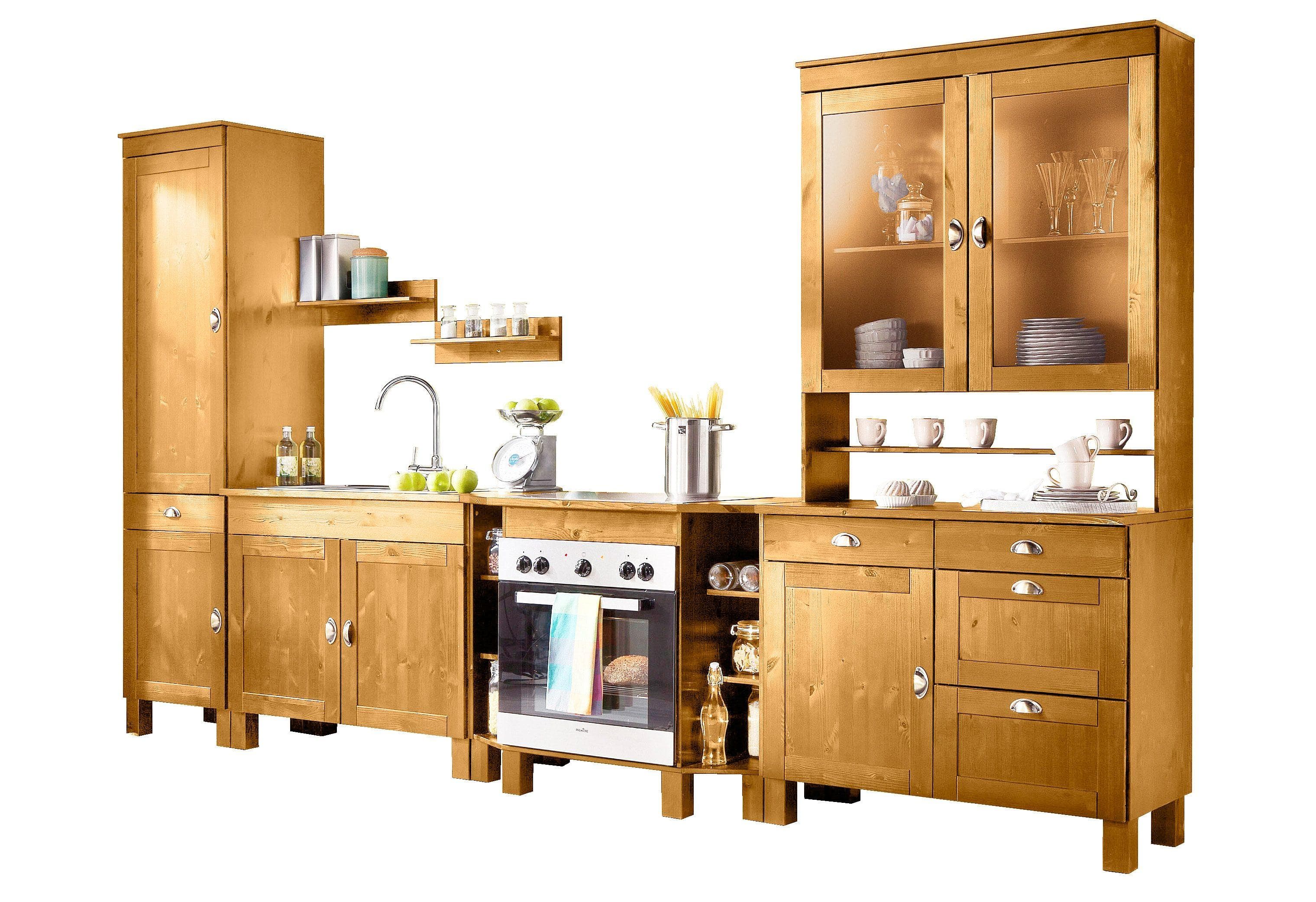 Home Affaire Oslo Küchenzeile Komplettküche Massivholz Beige