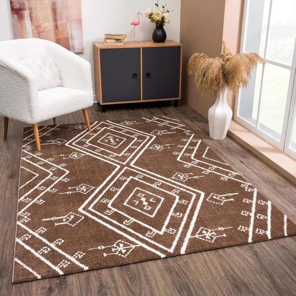 CARPET CITY April 2291 Teppich Braun Boho Style 120x170 cm
