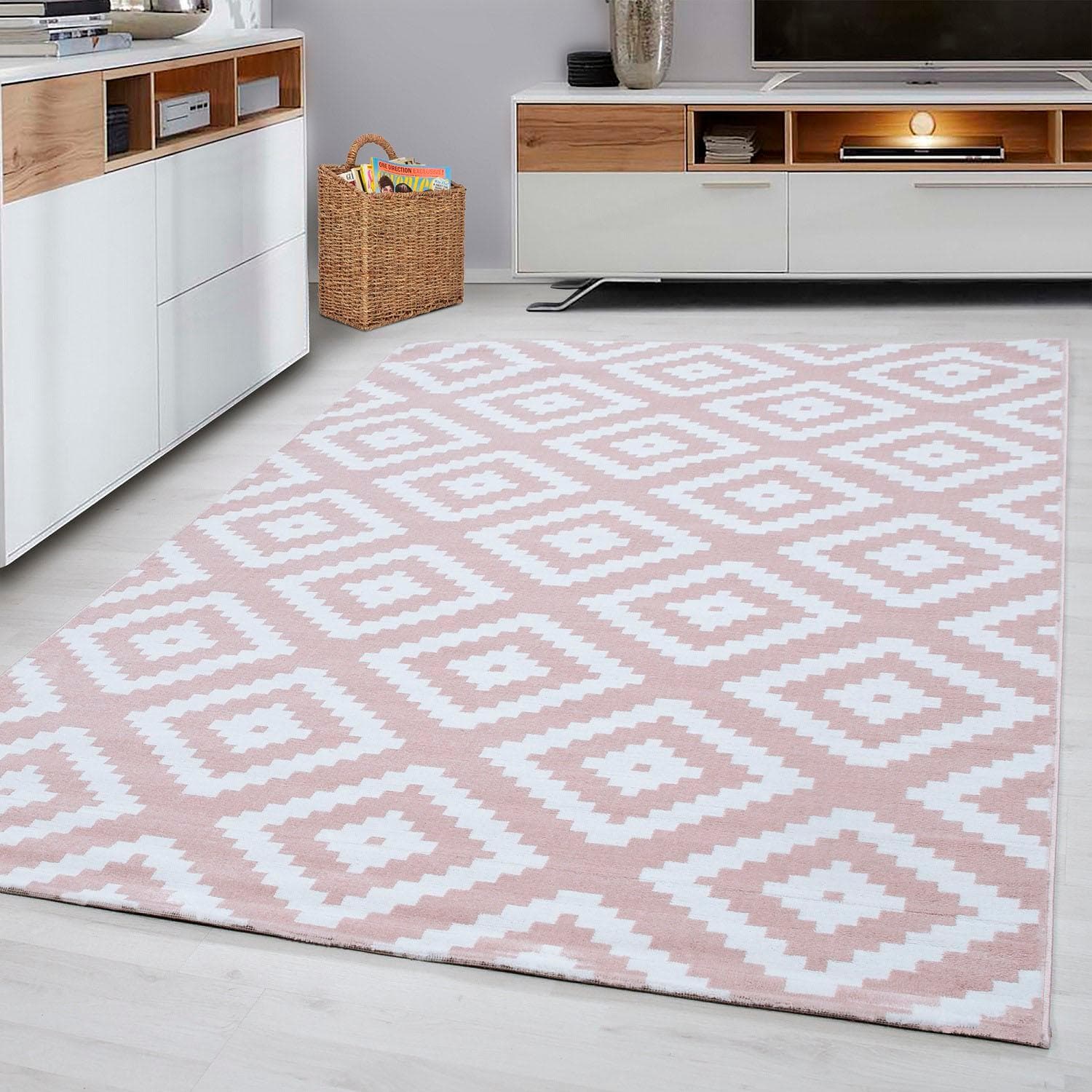 Ayyildiz Teppiche Plus 8005 Pink Gemusterter Webteppich