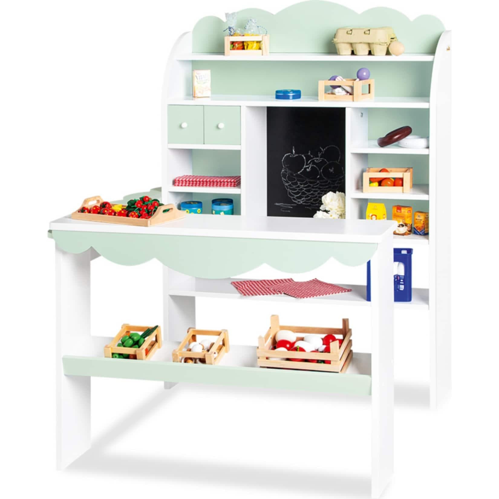 Pinolino Kaufladen Wilma Weiß/Türkis mit Schubladen und Maltafel