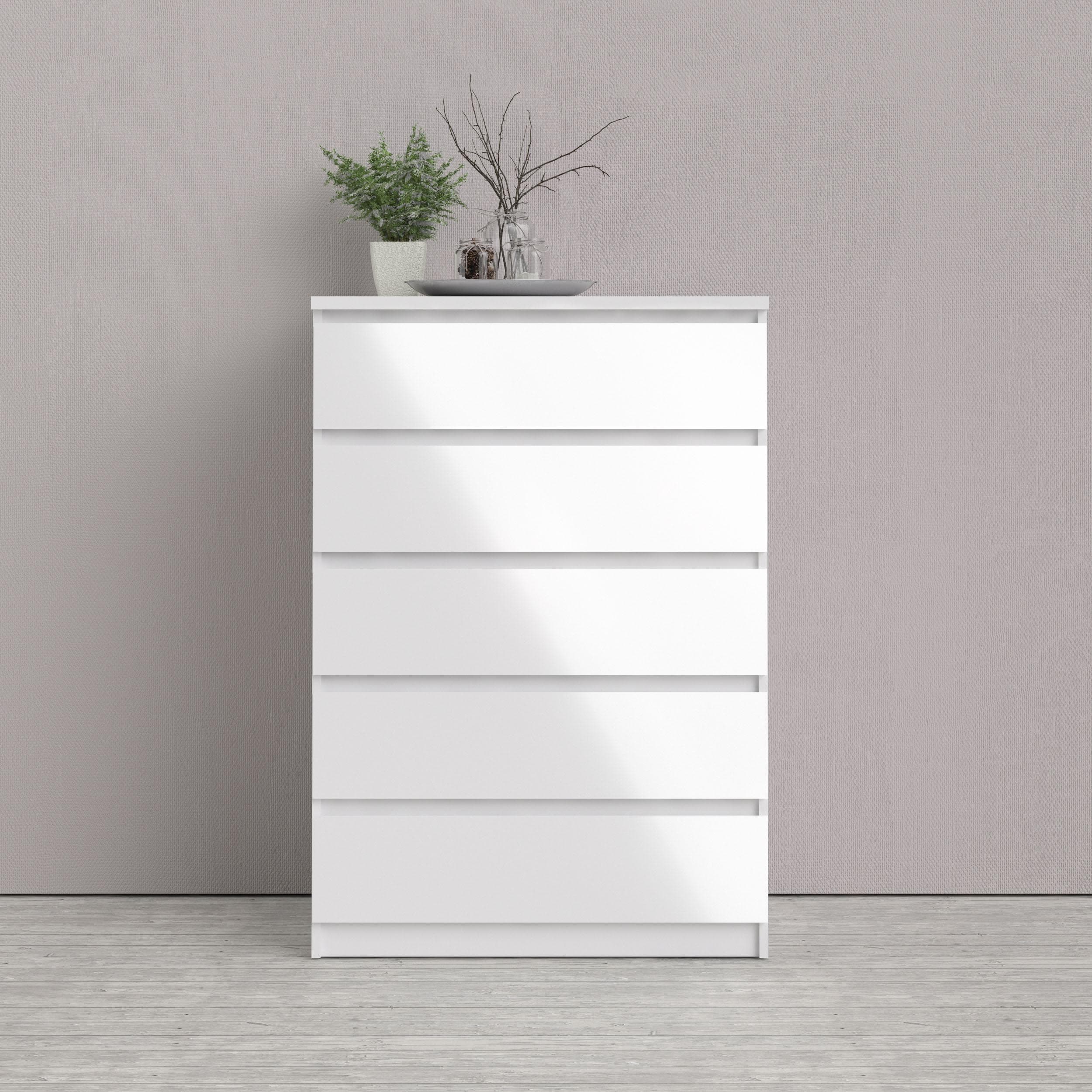 INOSIGN Kommode Naia 5 Schubladen Weiß Hochglanz Modern