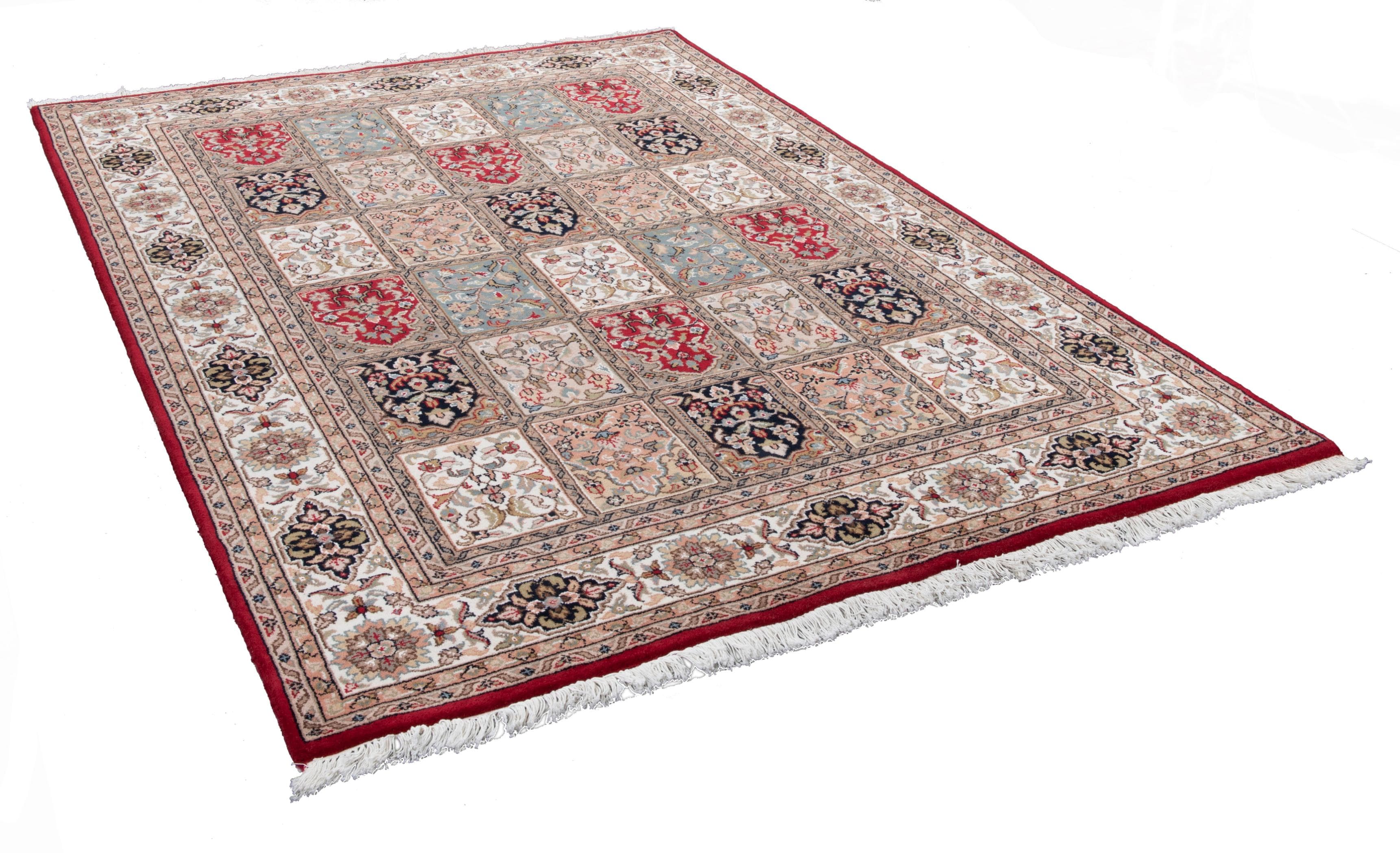 THEKO Orientteppich Benares Bachtiari Rot Handgeknüpft Schurwolle