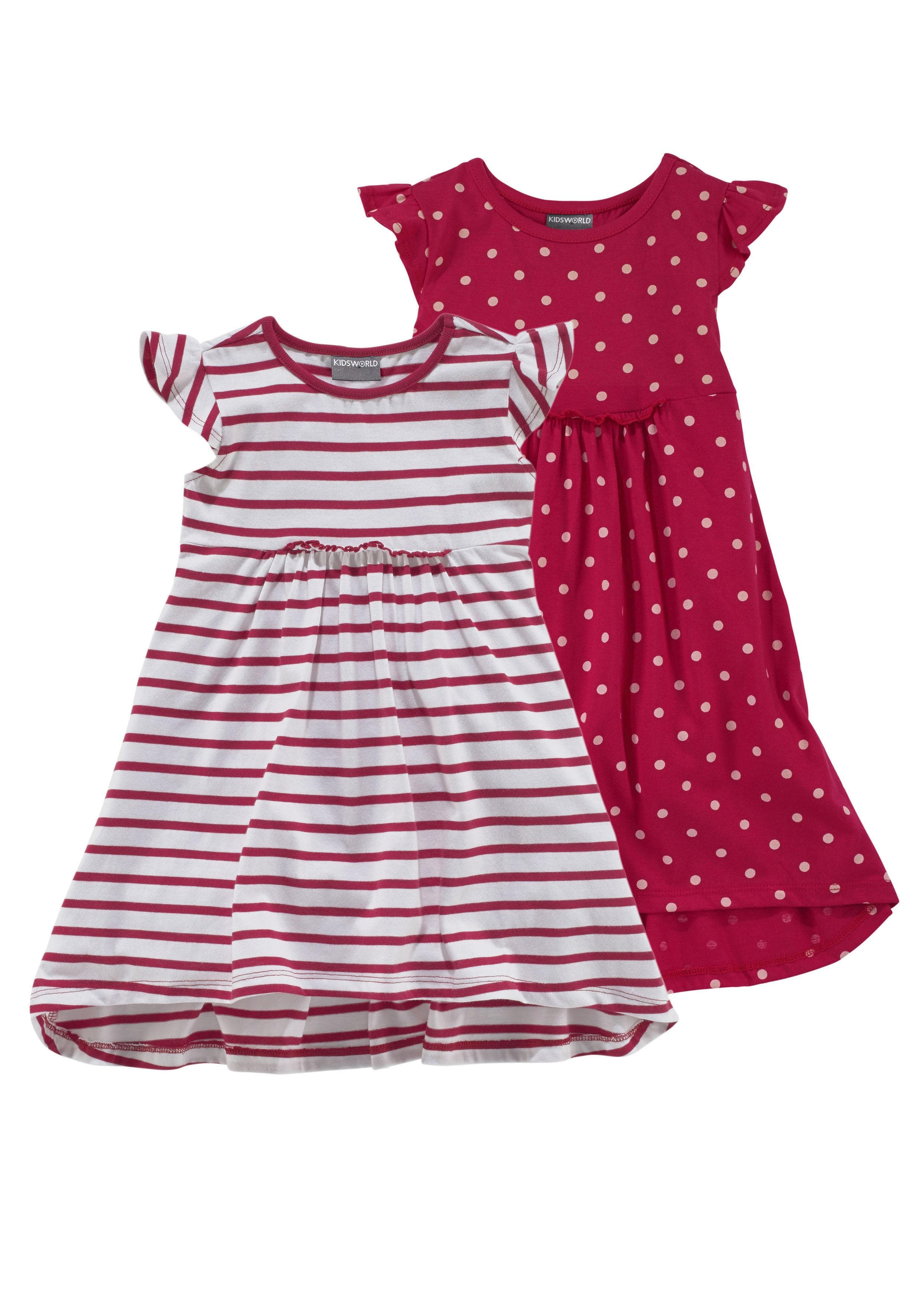Jerseykleid KIDSWORLD rot-weiß gepunktet gestreift Mädchen Gr. 116/122