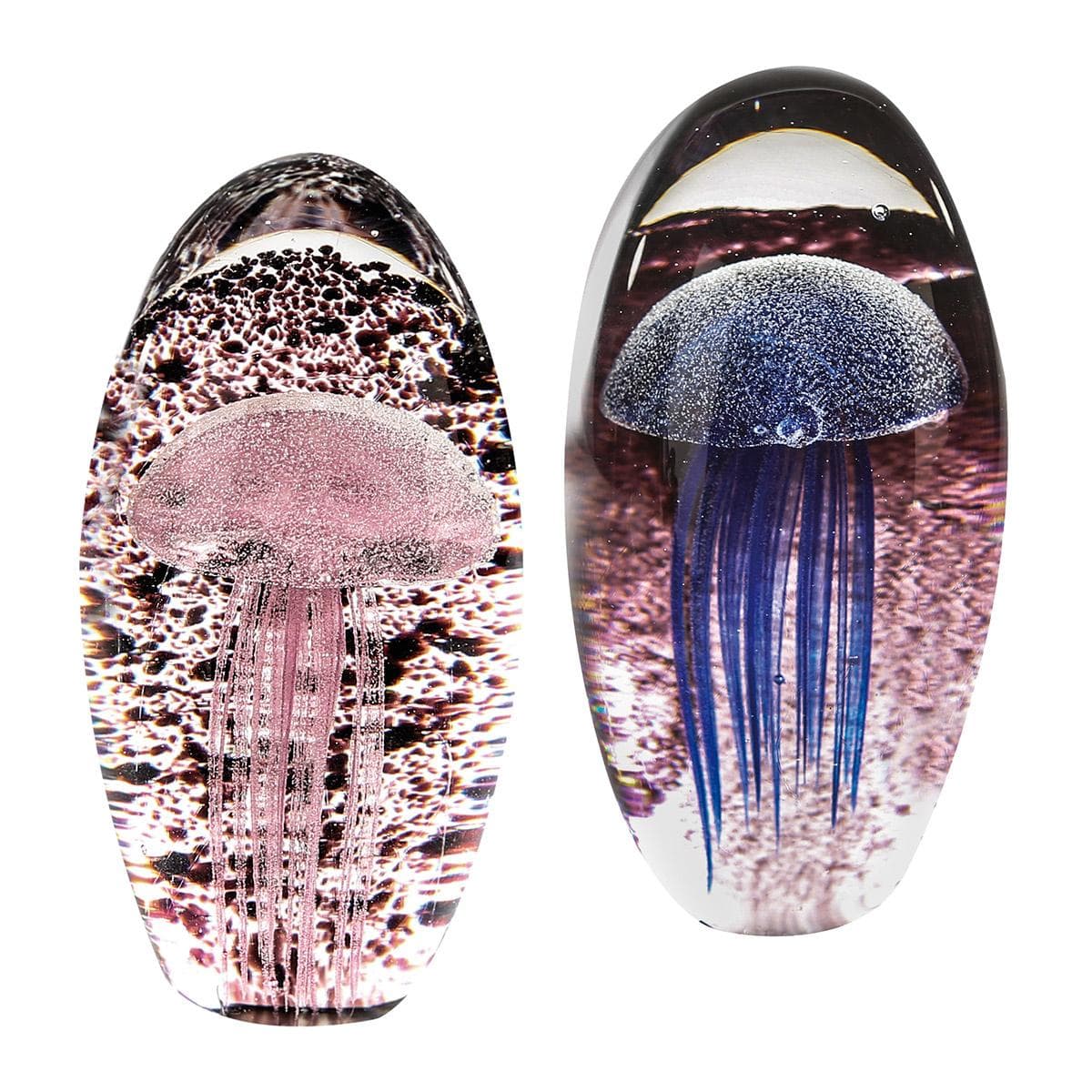 Briefbeschwerer QUALLE Glas Blau/Klar/Rosa