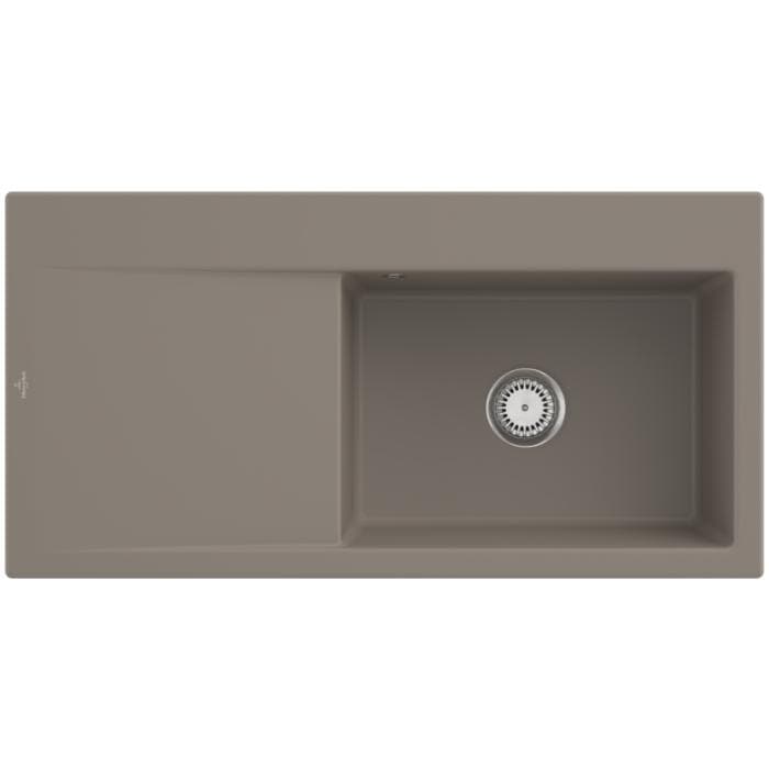 Villeroy und Boch Subway Style 60 Einbauspüle 336101TR Becken rechts, Ablaufgarnitur mit Handbetätigung, 1000 x 510 mm, Timber