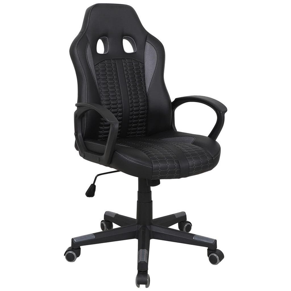 Mid.you Gamingstuhl Schwarz/Grau Kunststoff Textil Drehkreuz