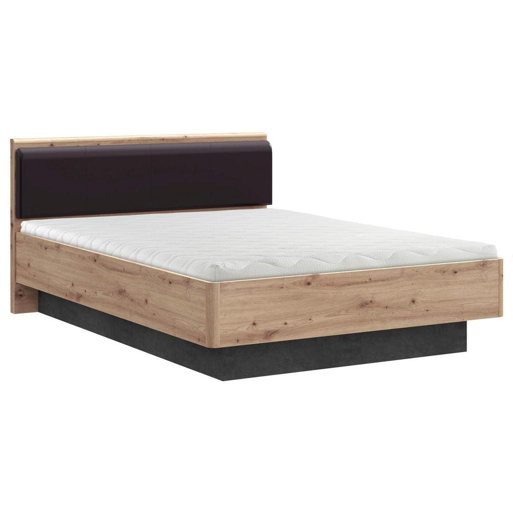 Carryhome Bett Schwarz Dunkelgrau Eiche Artisan 120x200 cm