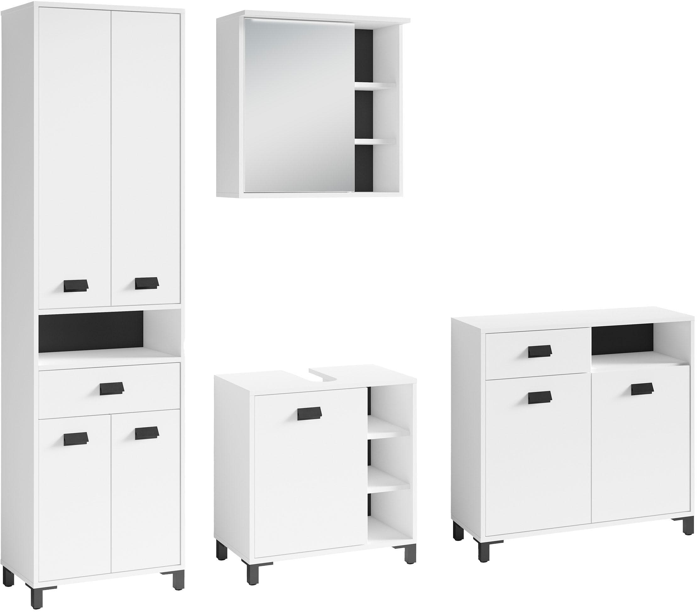 Badmöbel-Set BYLIVING Wellness Weiß LED Beleuchtung