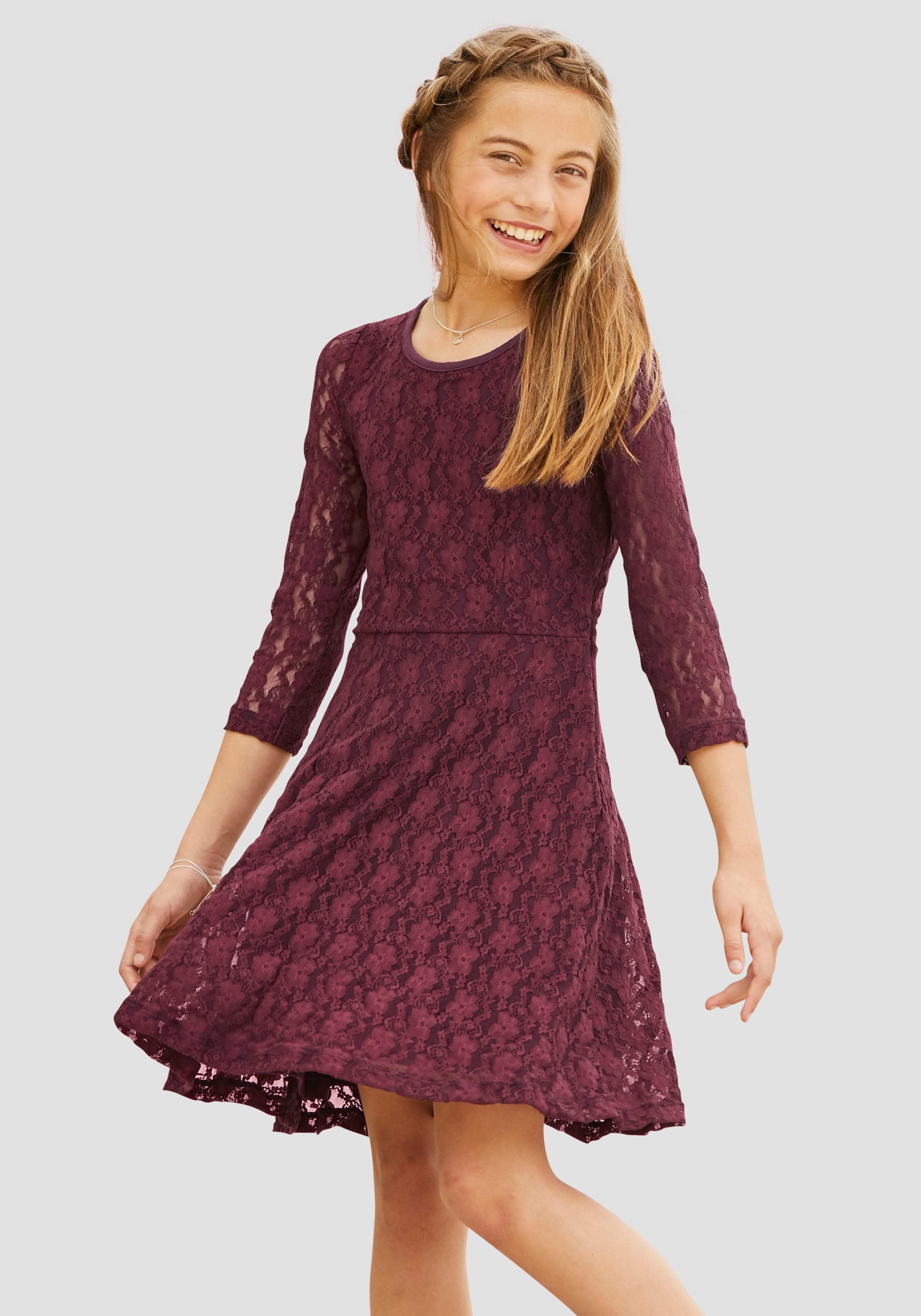Jerseykleid KIDSWORLD Spitze rot bordeaux 176/182