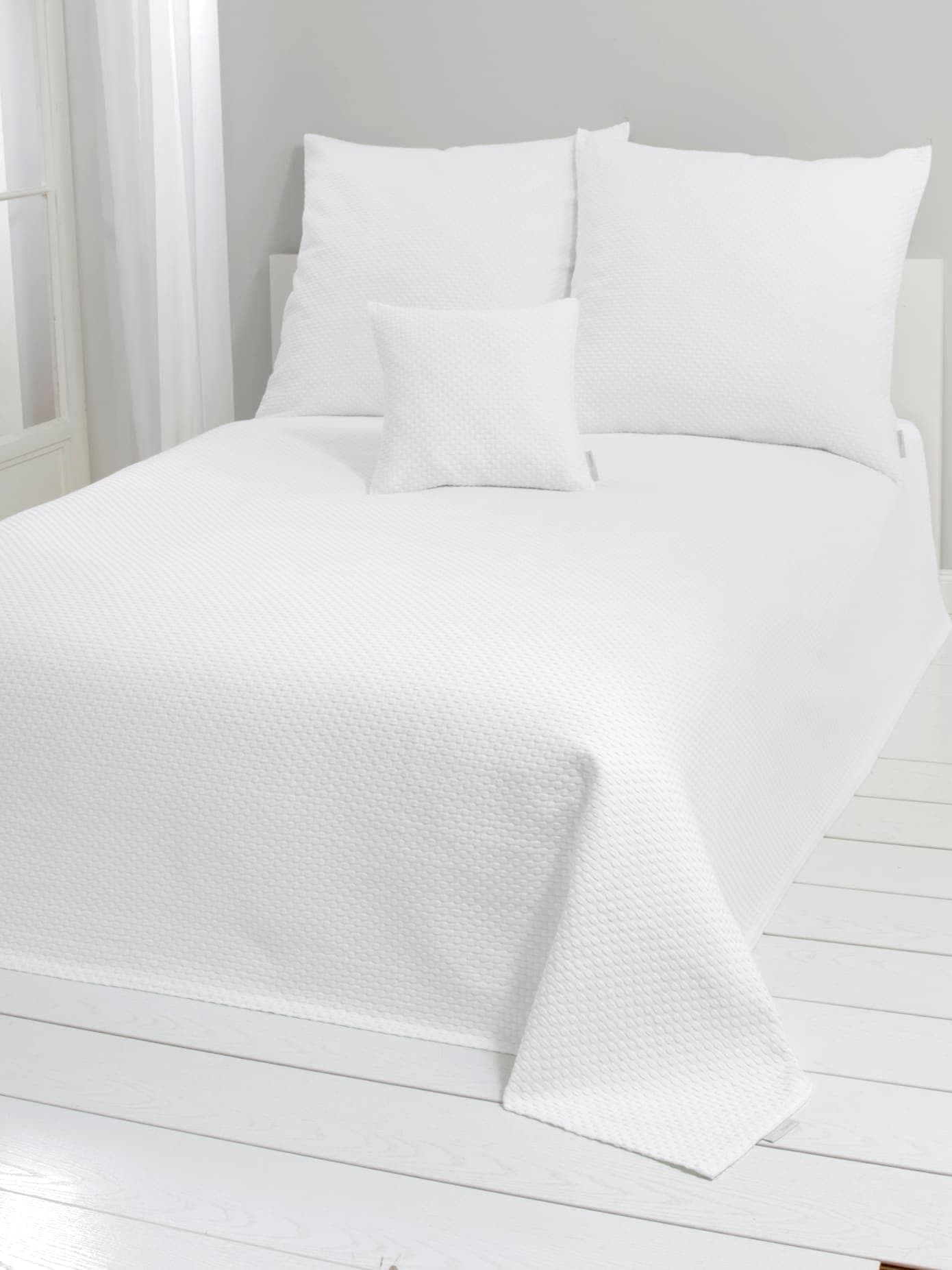 Tagesdecke Gr. 6, weiß, 100% Baumwolle, Waffelmuster