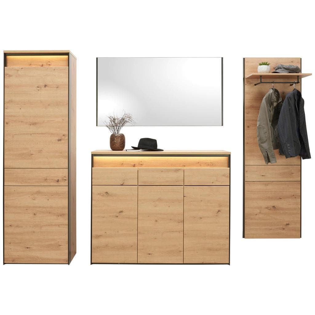 Voleo Garderobe Edra 4-teilig Schwarz Eiche Artisan Garderobe