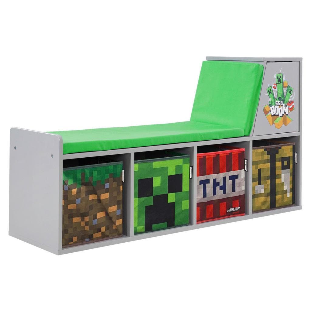 Minecraft Sitzbank Grau mit Stauraumkisten