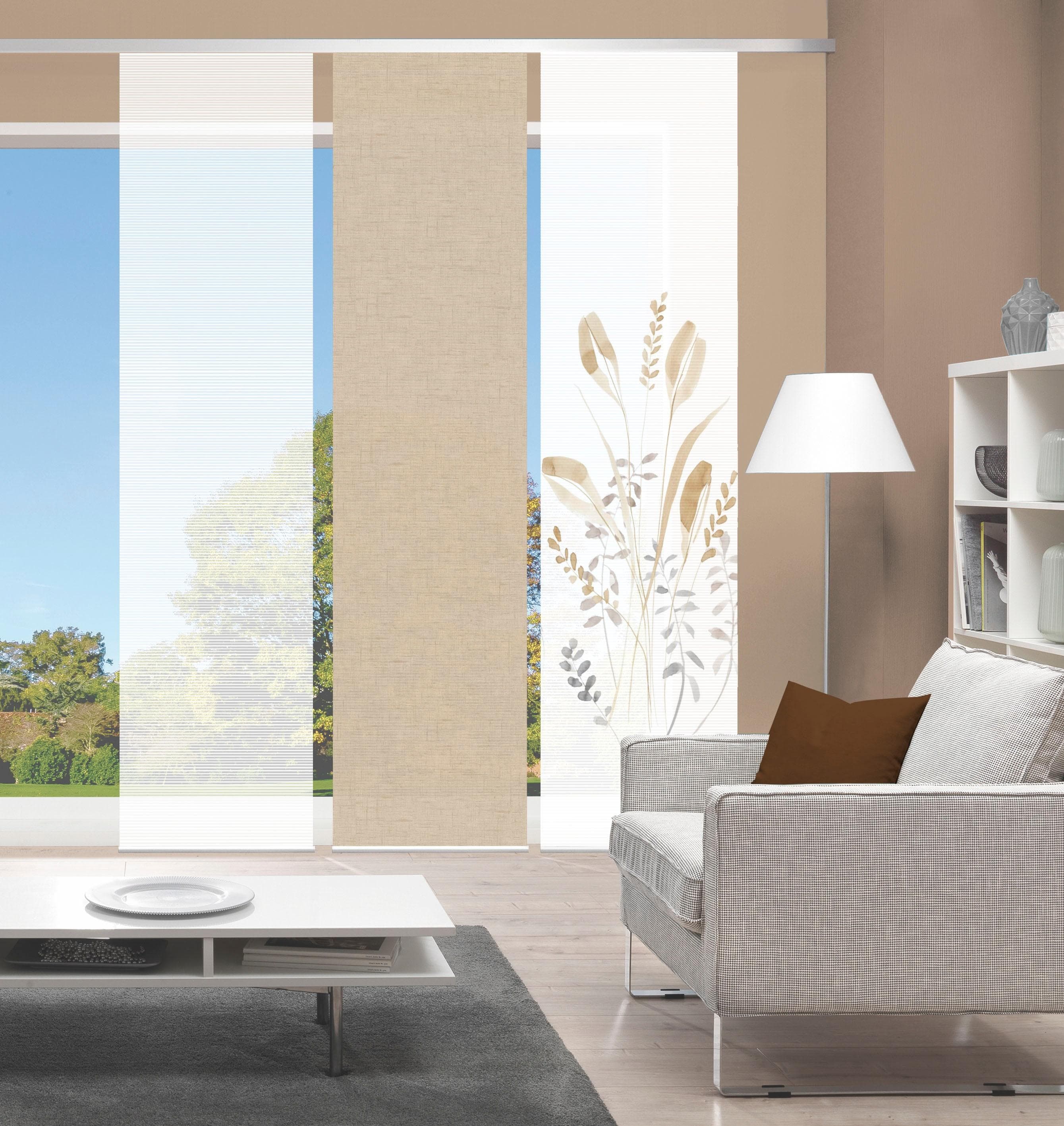 Schieregardine Bambus-Optik, beige (sand), weiß, 60x260cm