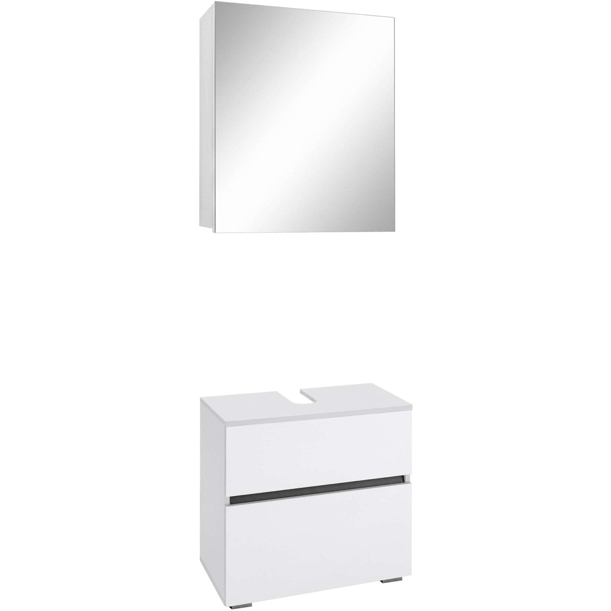 Home Affaire Wisla Badmöbel Set - Weißes Spiegelschrank & Waschbeckenunterschrank mit Push-to-open