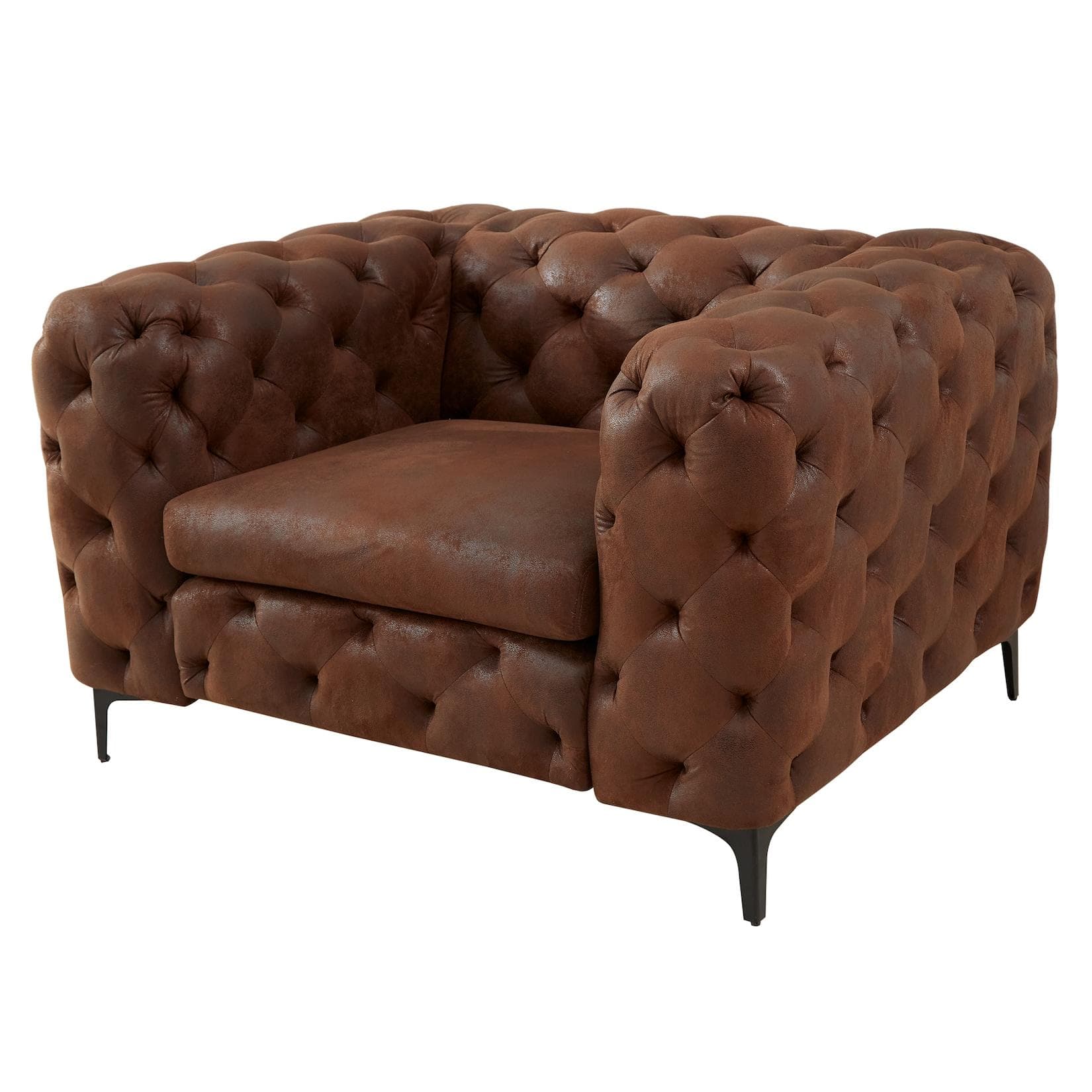 riess-ambiente Chesterfield-Sessel MODERN BAROCK 120cm antik braun Microfaser mit Federkern