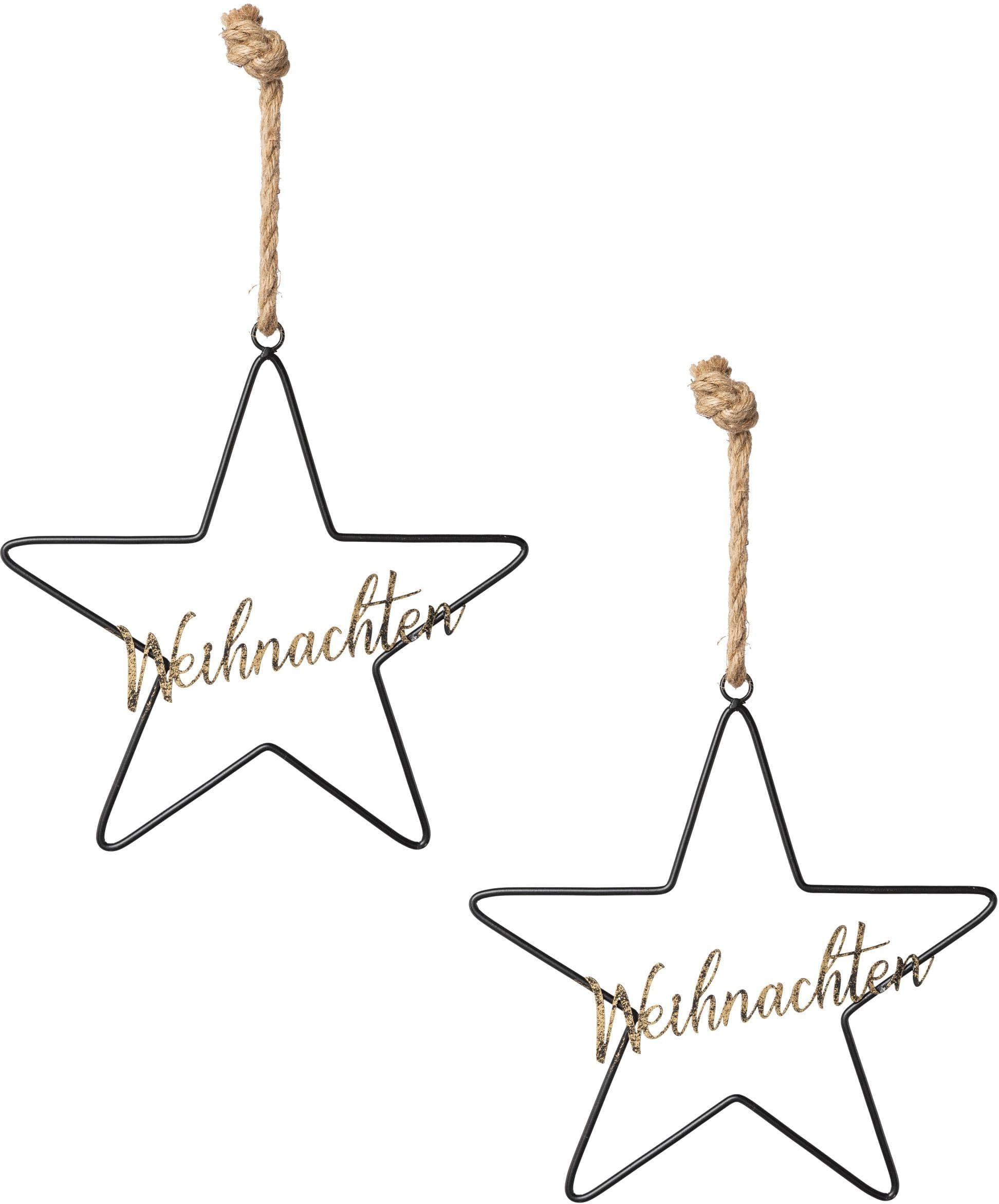 CREATIV DECO Dekohänger Weihnachten Gold Metall mit Glitzerschriftzug