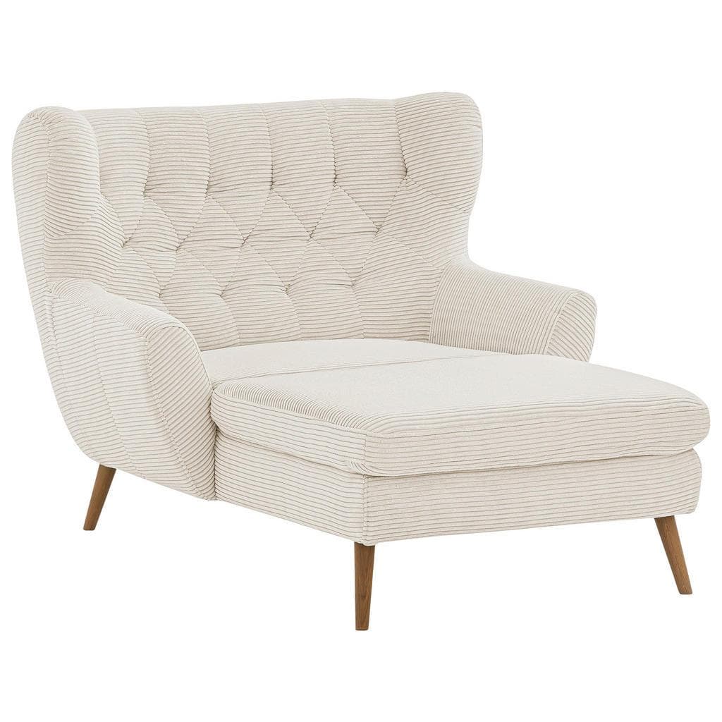 Stylife XXL-Sessel Beige Textil Eiche Massiv