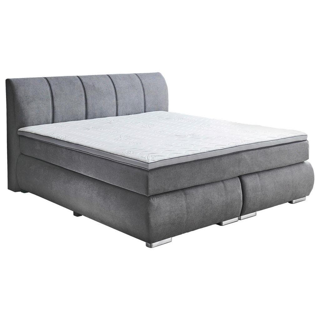 Carryhome Boxspringbett Grau 180x200 cm mit Topper und 7-Zonen-Matratze