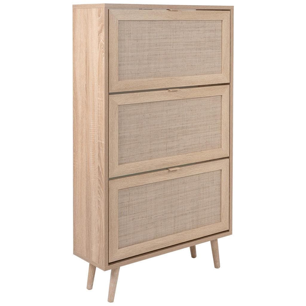 Schuhkipper aus Sonoma Eiche mit Rafia Geflecht