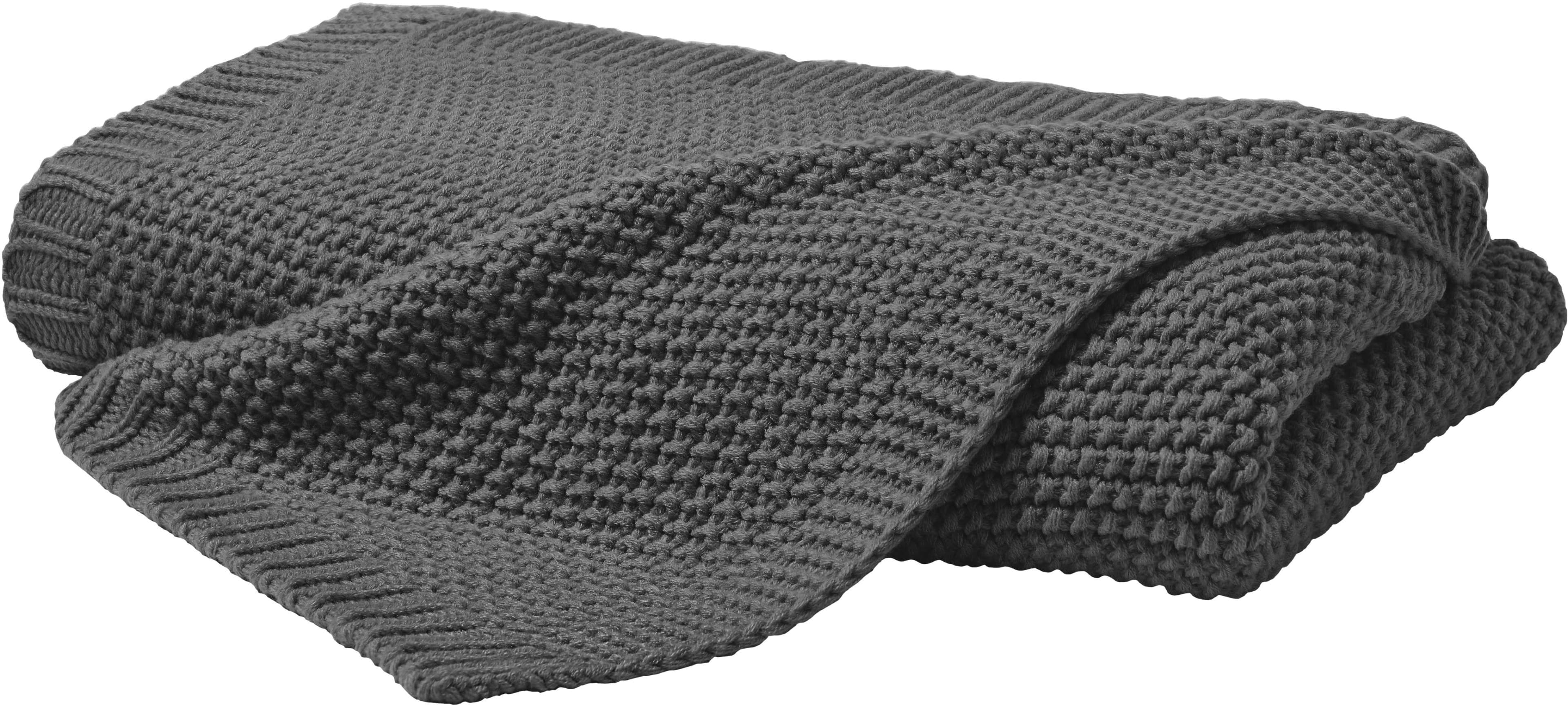 PRIMERA Wohndecke Strick Anthrazit Polyacryl Kuscheldecke