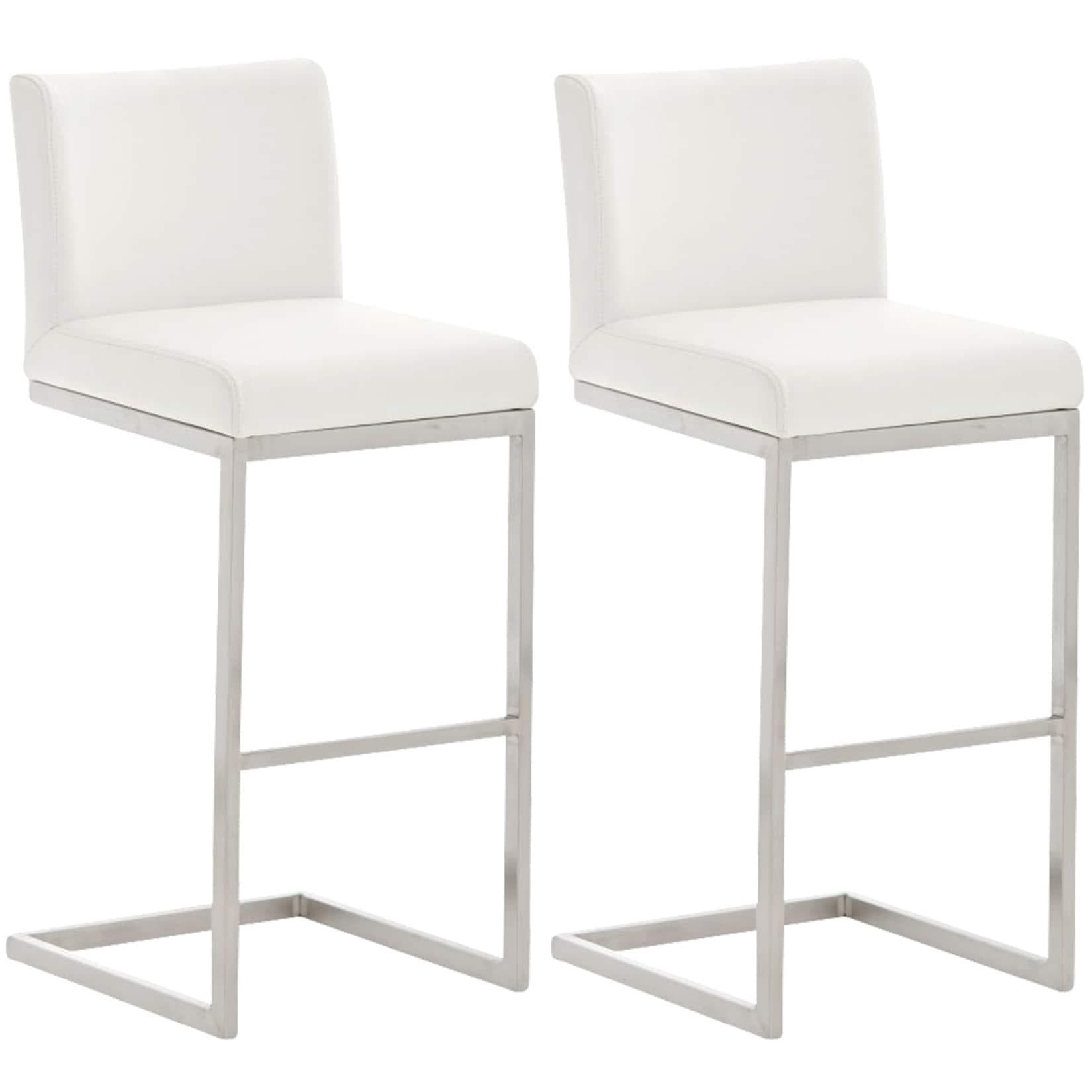 CLP Barhocker 2er Set mit Lehne Paros, Freischwinger Barstühle mit Kunstlederbezug, Gestelle aus Edelstahl, bis 240 kg belastbar